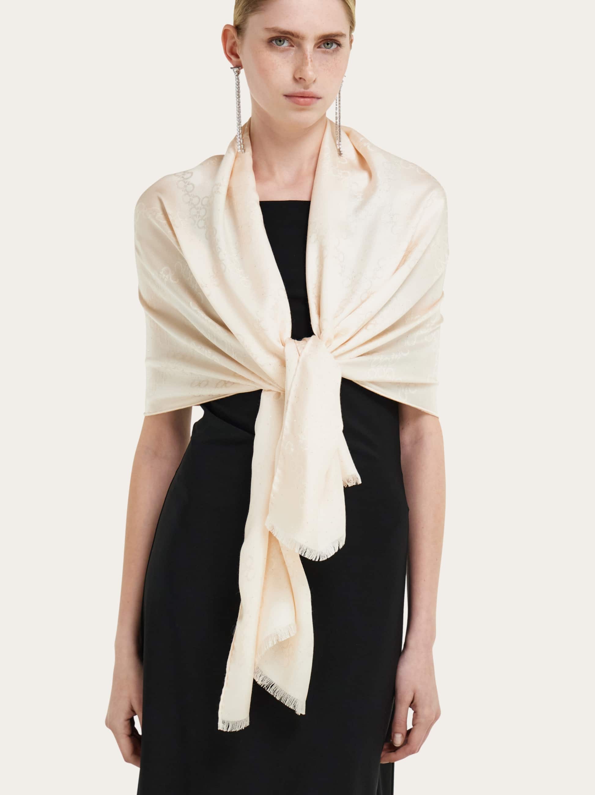  Ferragamo Damen Stola Gancini Jacquard Rosa 