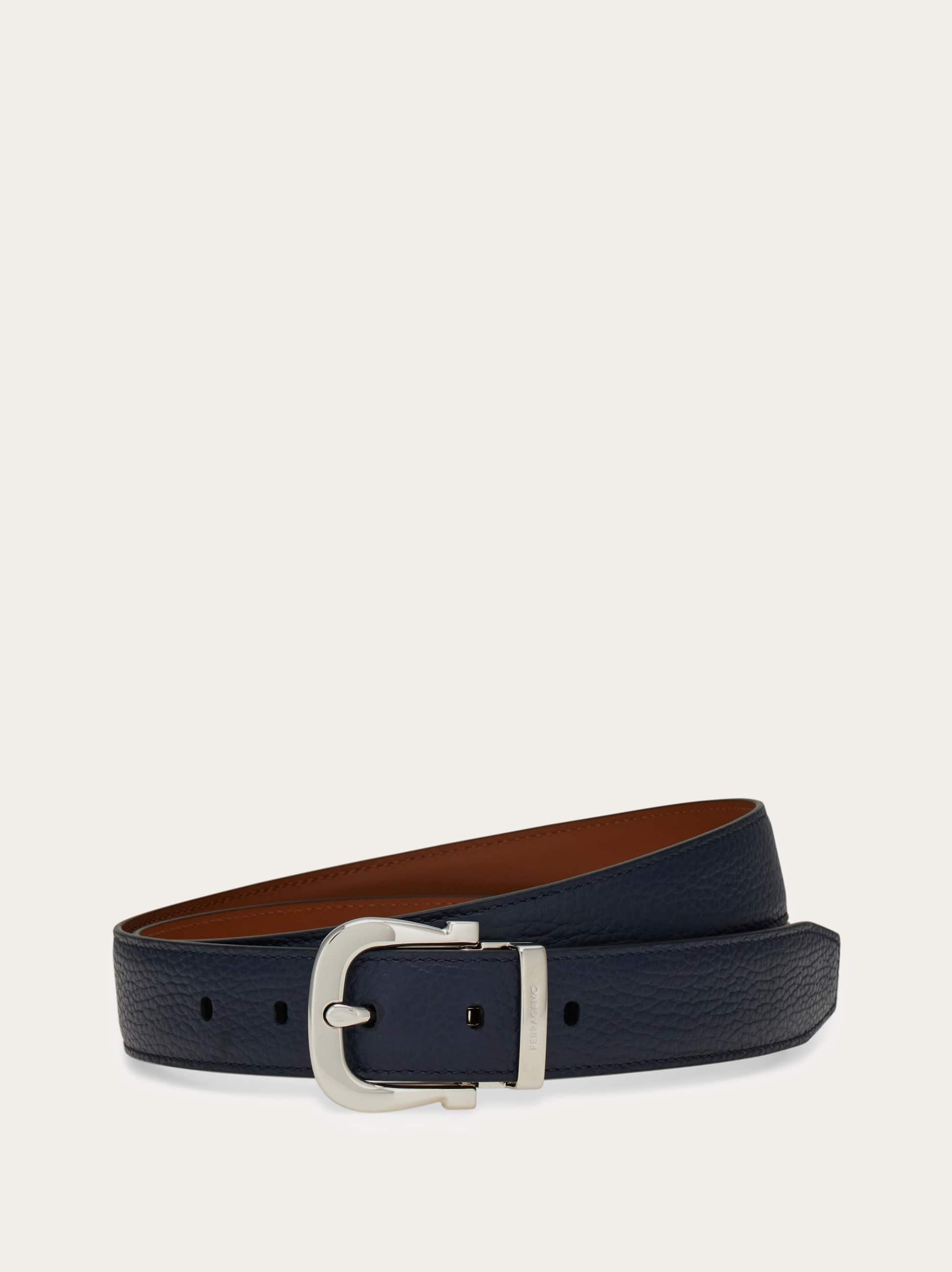 Ferragamo Uomo Cintura reversibile e regolabile Gancini Blu