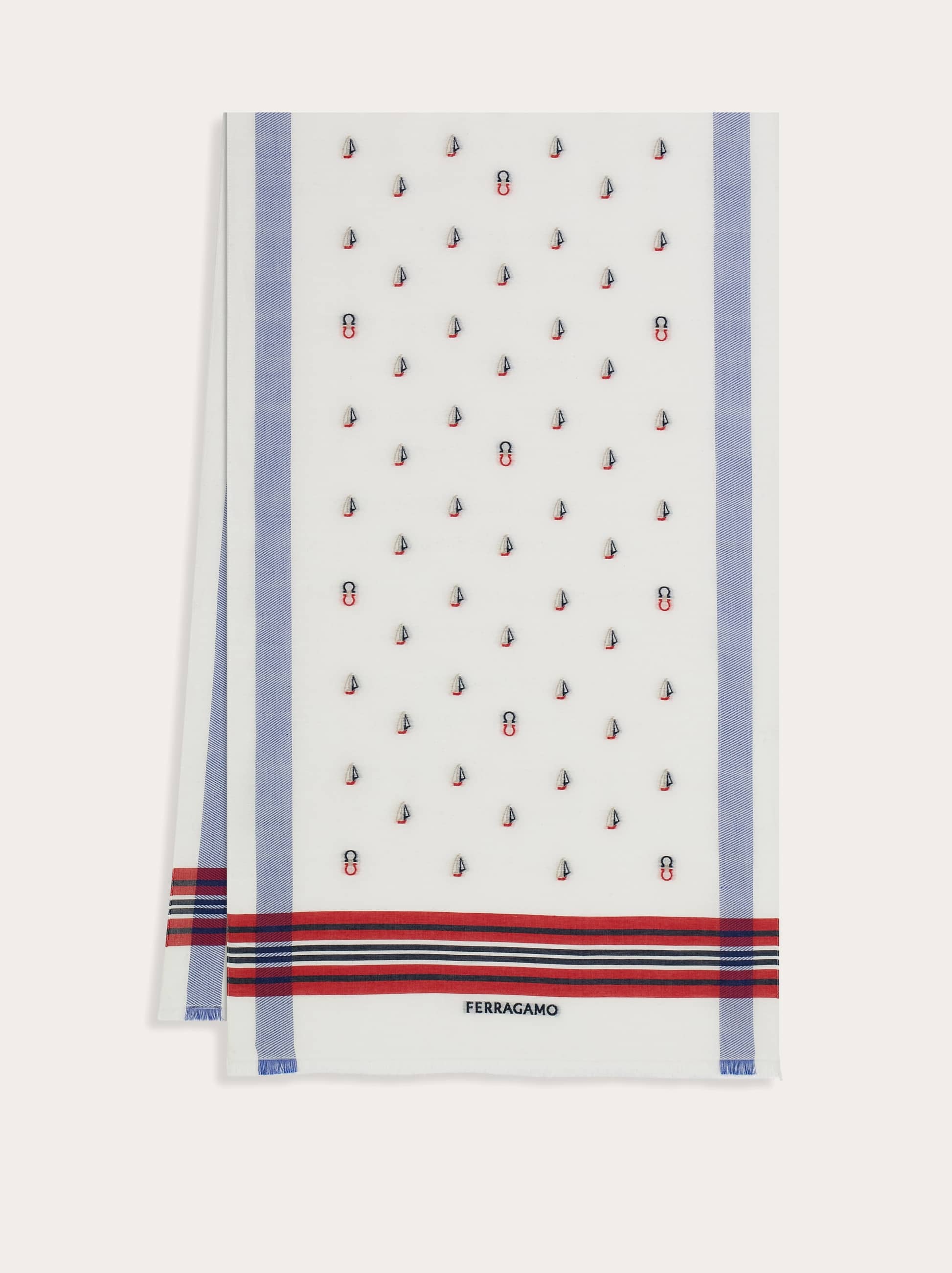 Ferragamo Men Jacquard scarf White