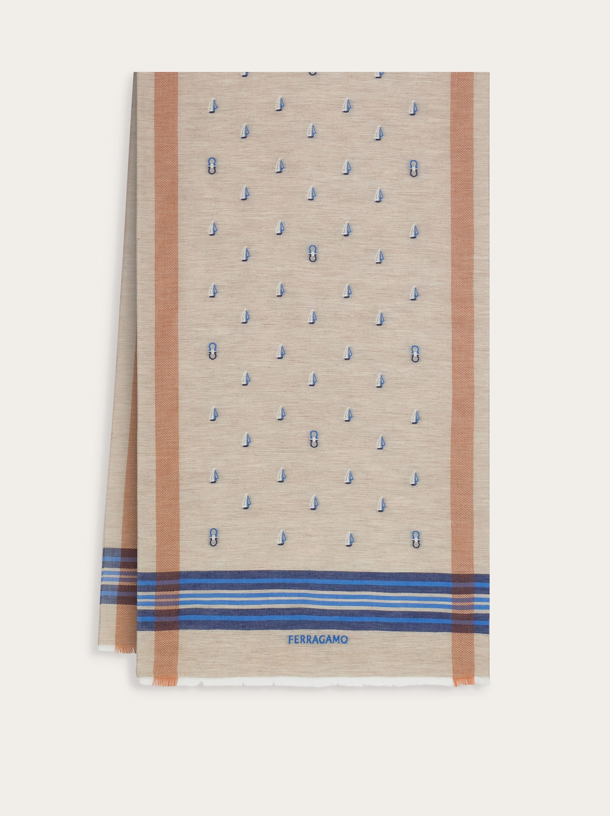 Ferragamo Men Jacquard scarf Beige