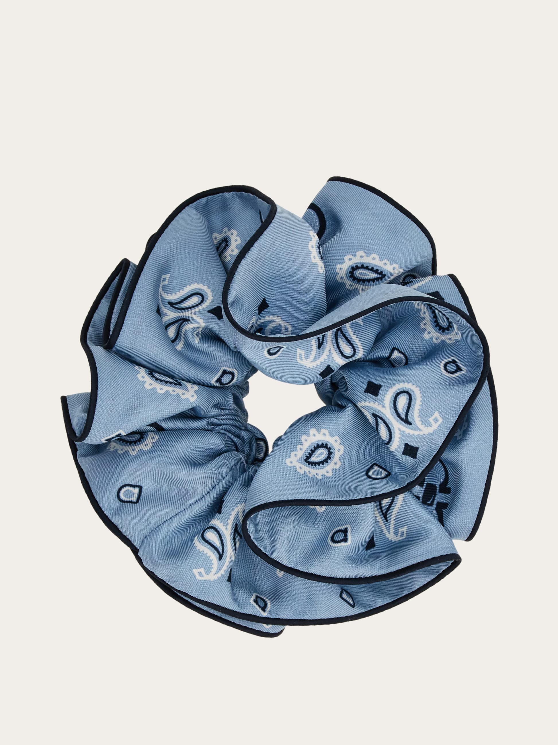 Ferragamo Women Arabesque print silk scrunchie Blue