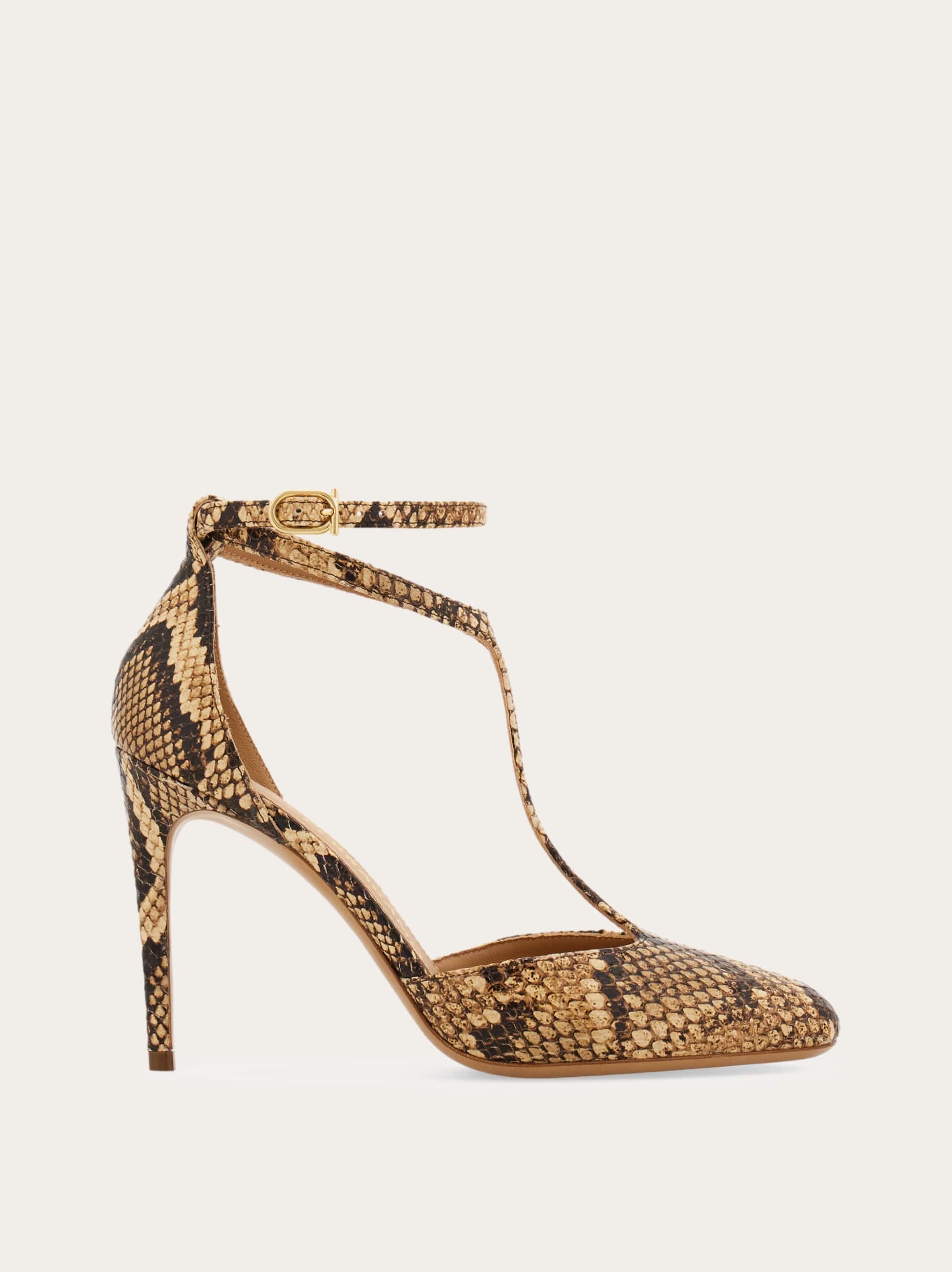 Ferragamo Women T-strap stiletto pump Beige Size 6