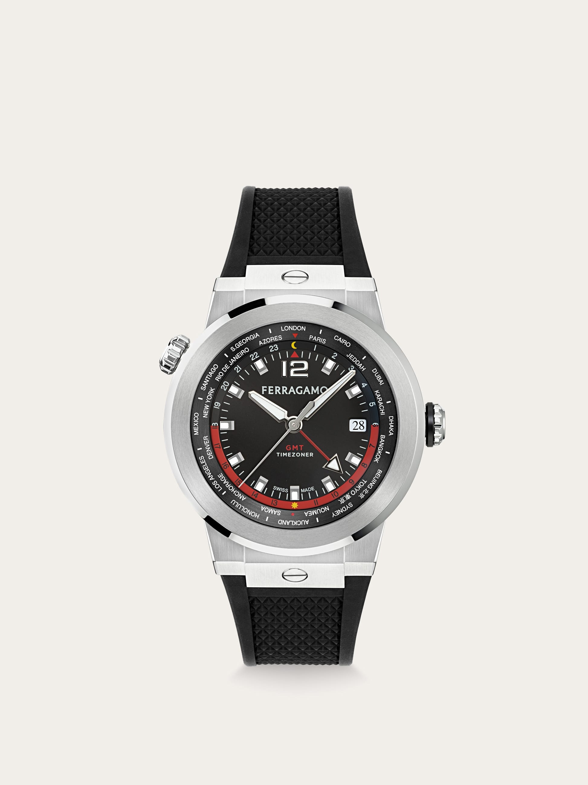 Ferragamo Men F-80 gmt watch Black