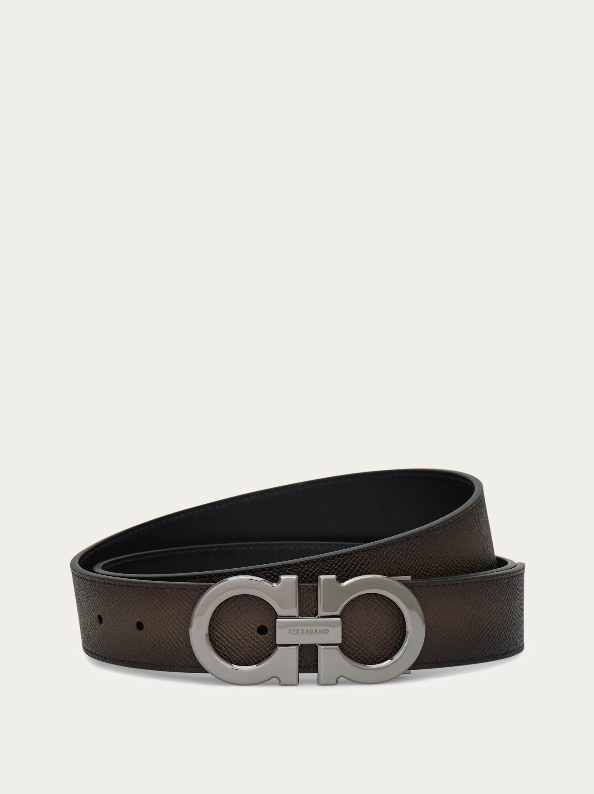 Ferragamo Men Reversible and adjustable Gancini belt Green