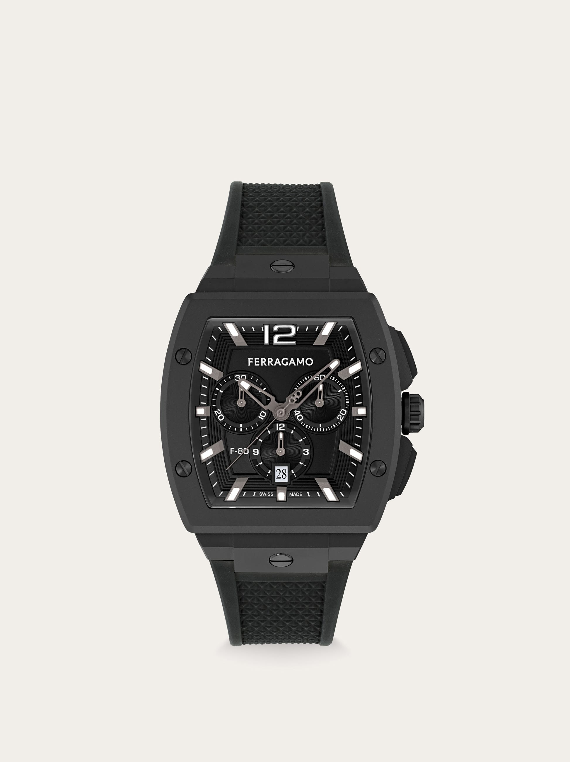 Ferragamo Uomo Orologio F-80 tonneau Nero