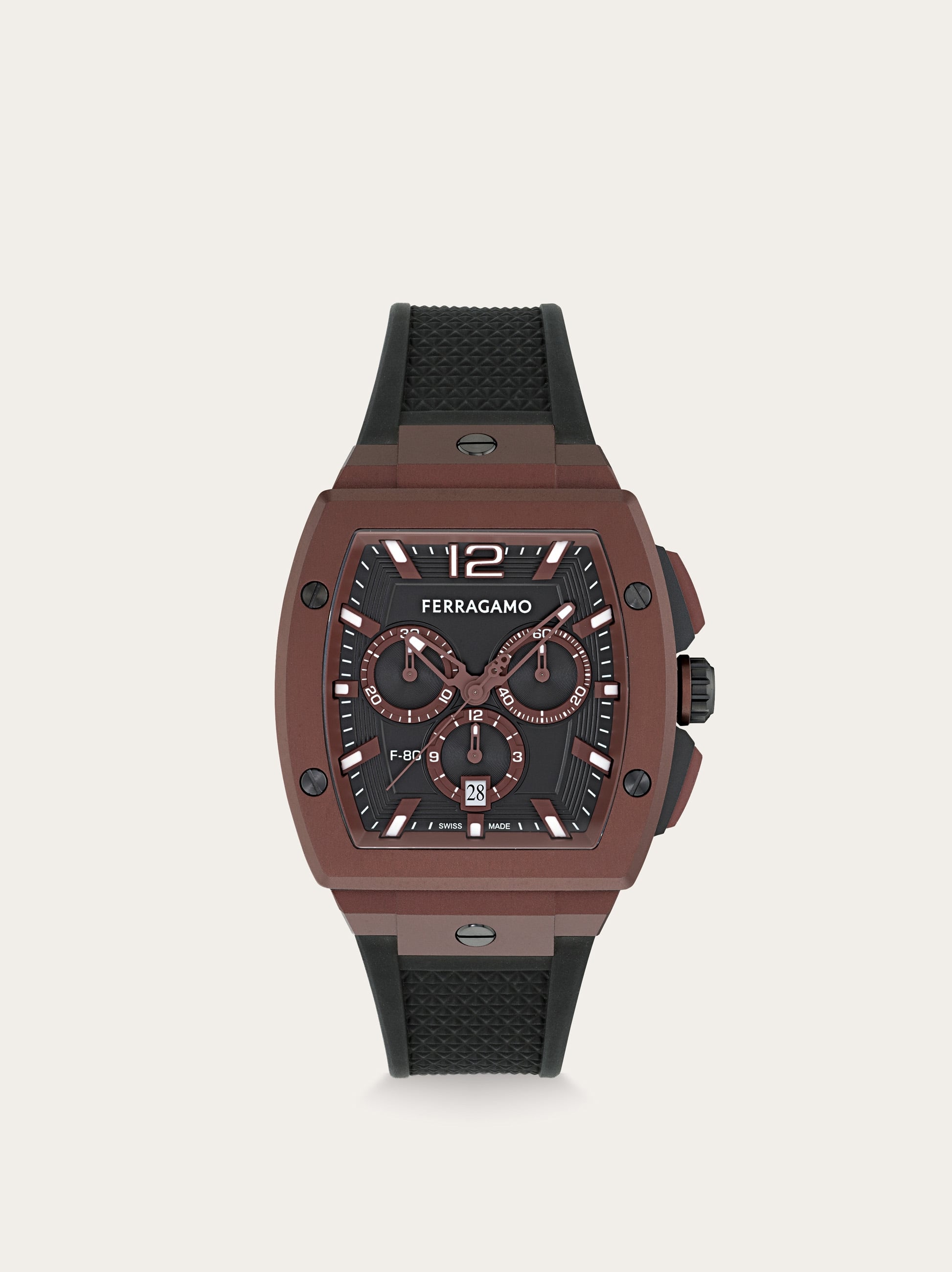Ferragamo Uomo Orologio F-80 tonneau Rosso