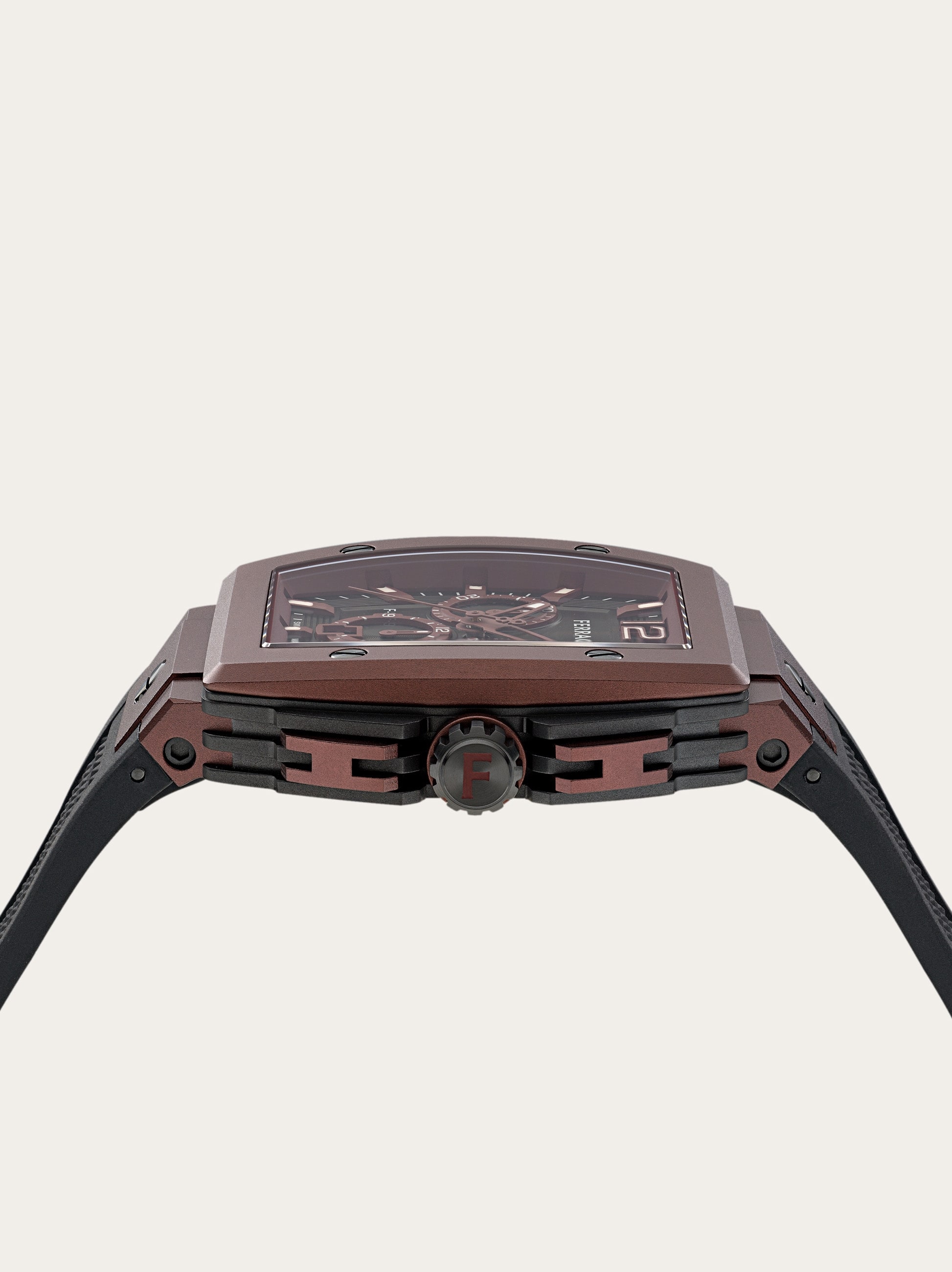 Ferragamo Herren F-80 Tonneau Uhr Rot 