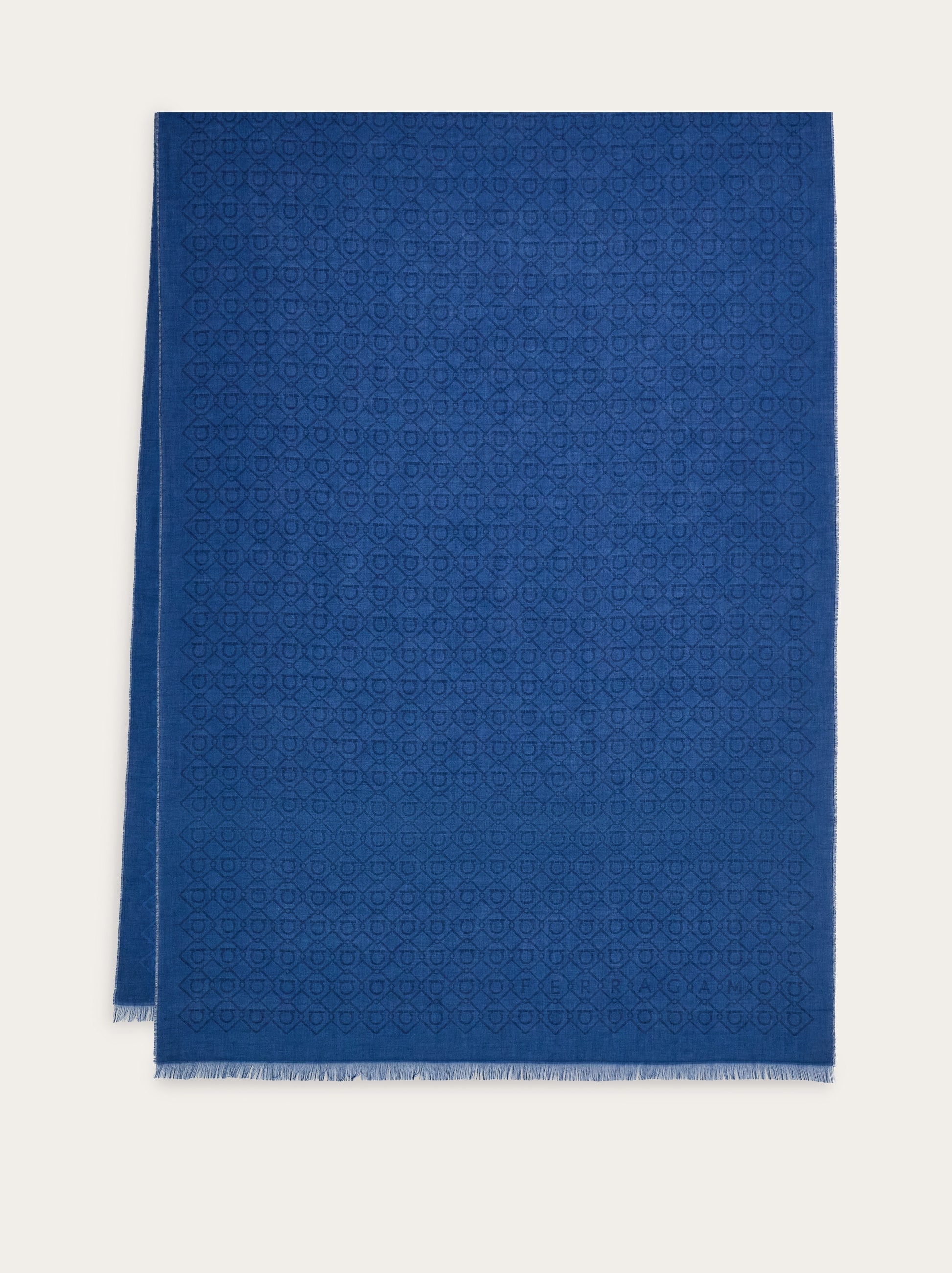 Ferragamo Men's Blue Logo Embellished Stole