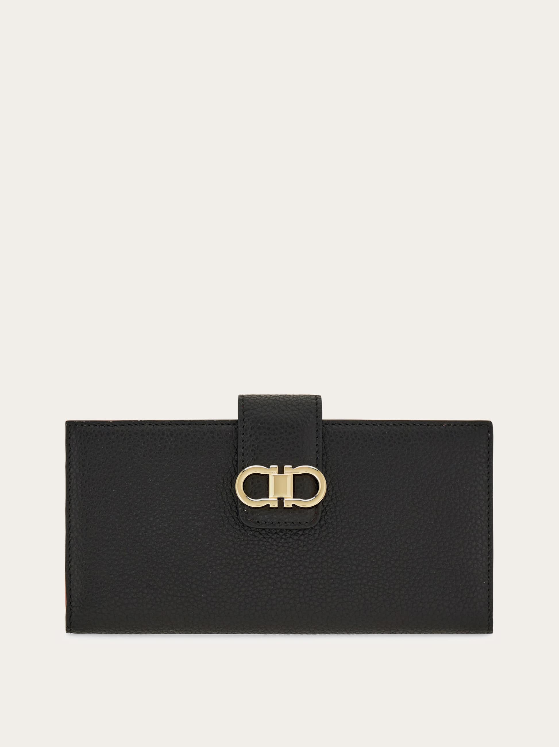 Ferragamo Women's Black Double Gancini Continental Wallet