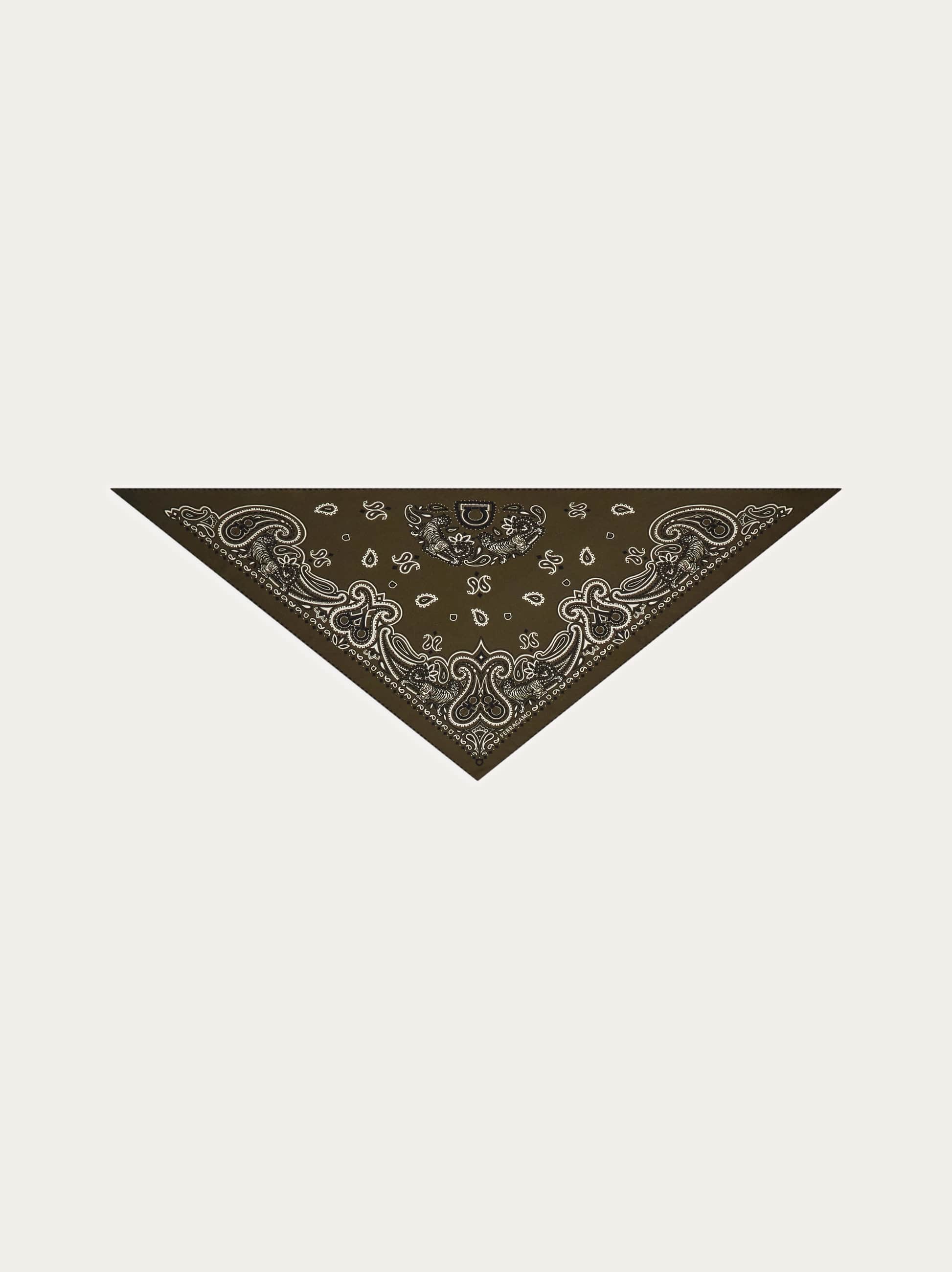 Ferragamo Men's Green Arabesque Print Triangle Scarf