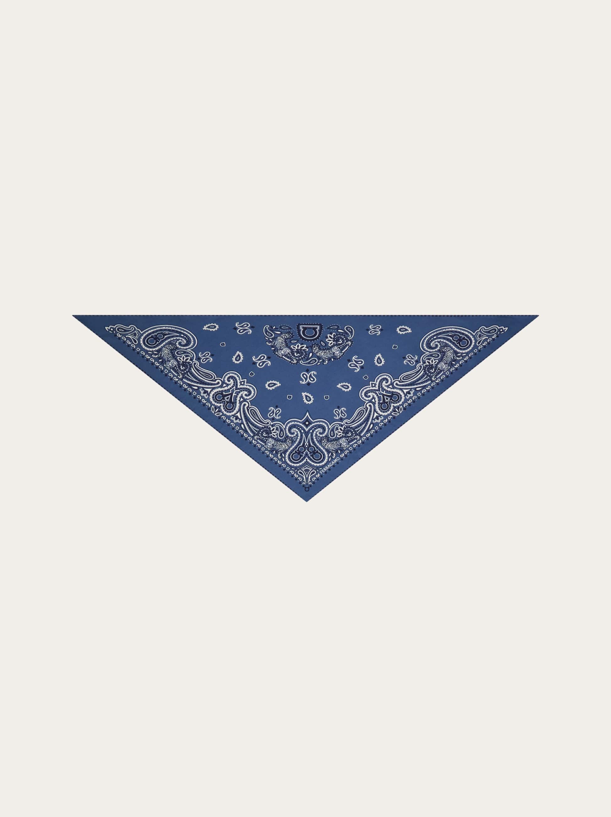 Ferragamo Men's Blue Arabesque Print Triangle Scarf