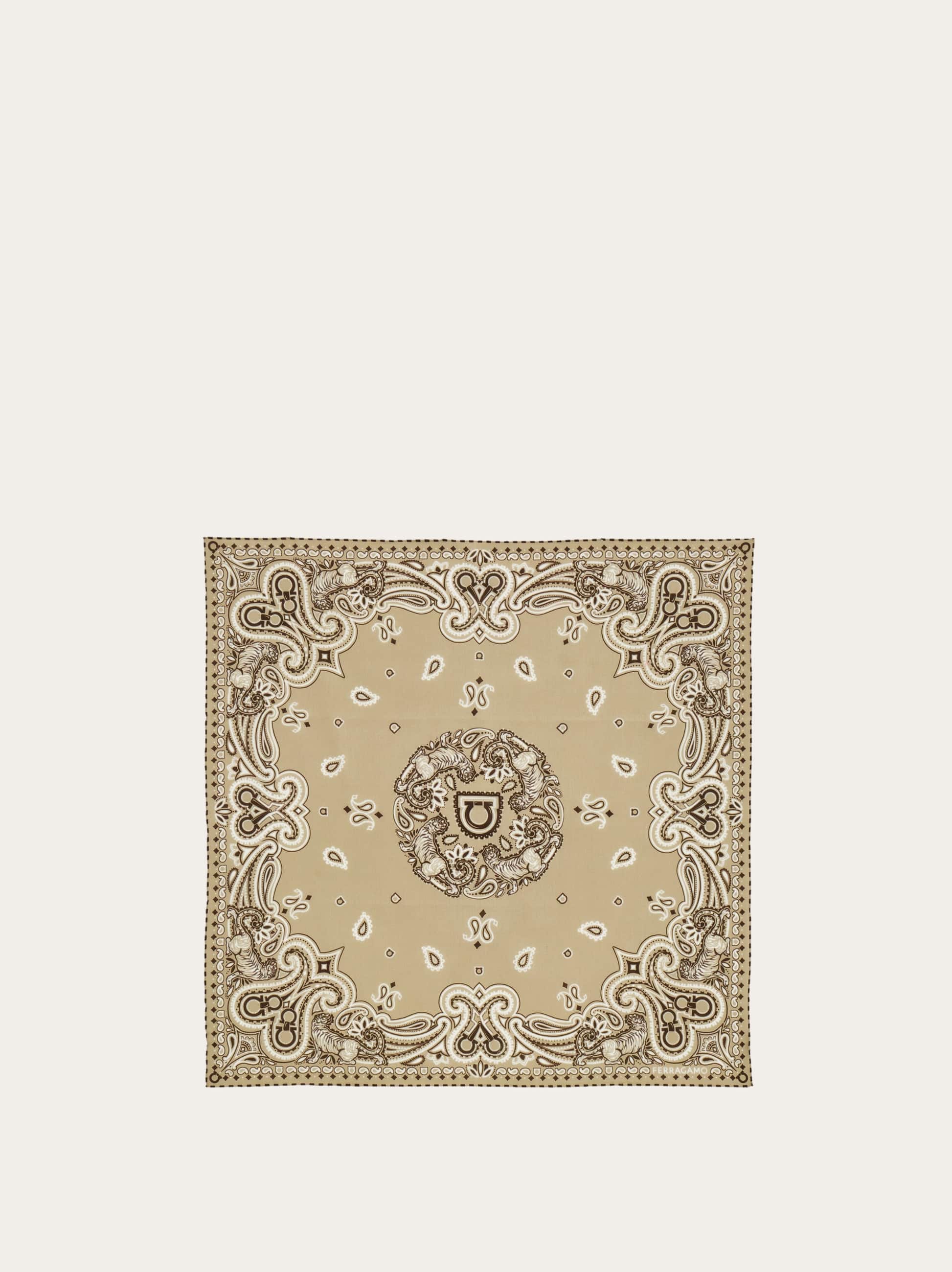 Ferragamo Men Arabesque print bandana Beige