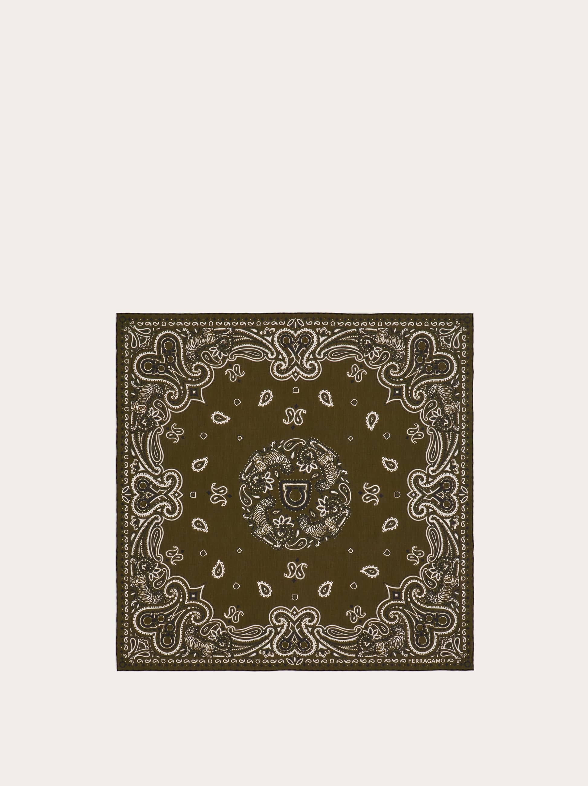 Ferragamo Men Arabesque print bandana Green