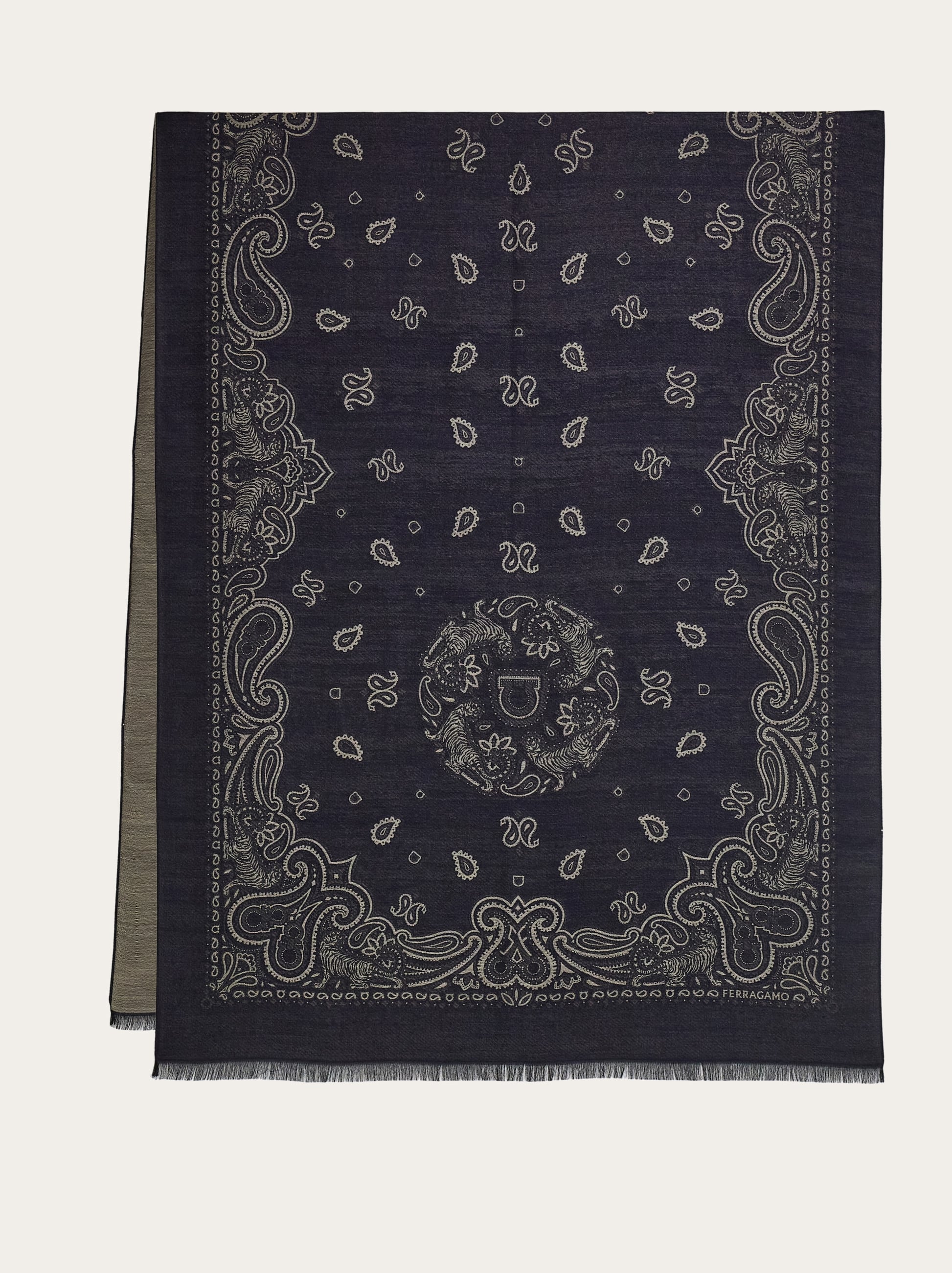 Ferragamo Men's Blue Arabesque Print Stole