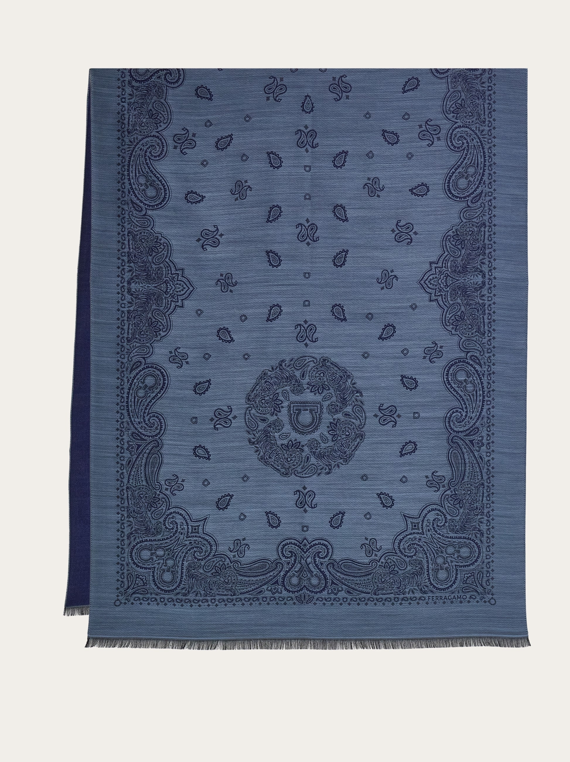 Ferragamo Uomo Stola stampa Arabesque Blu