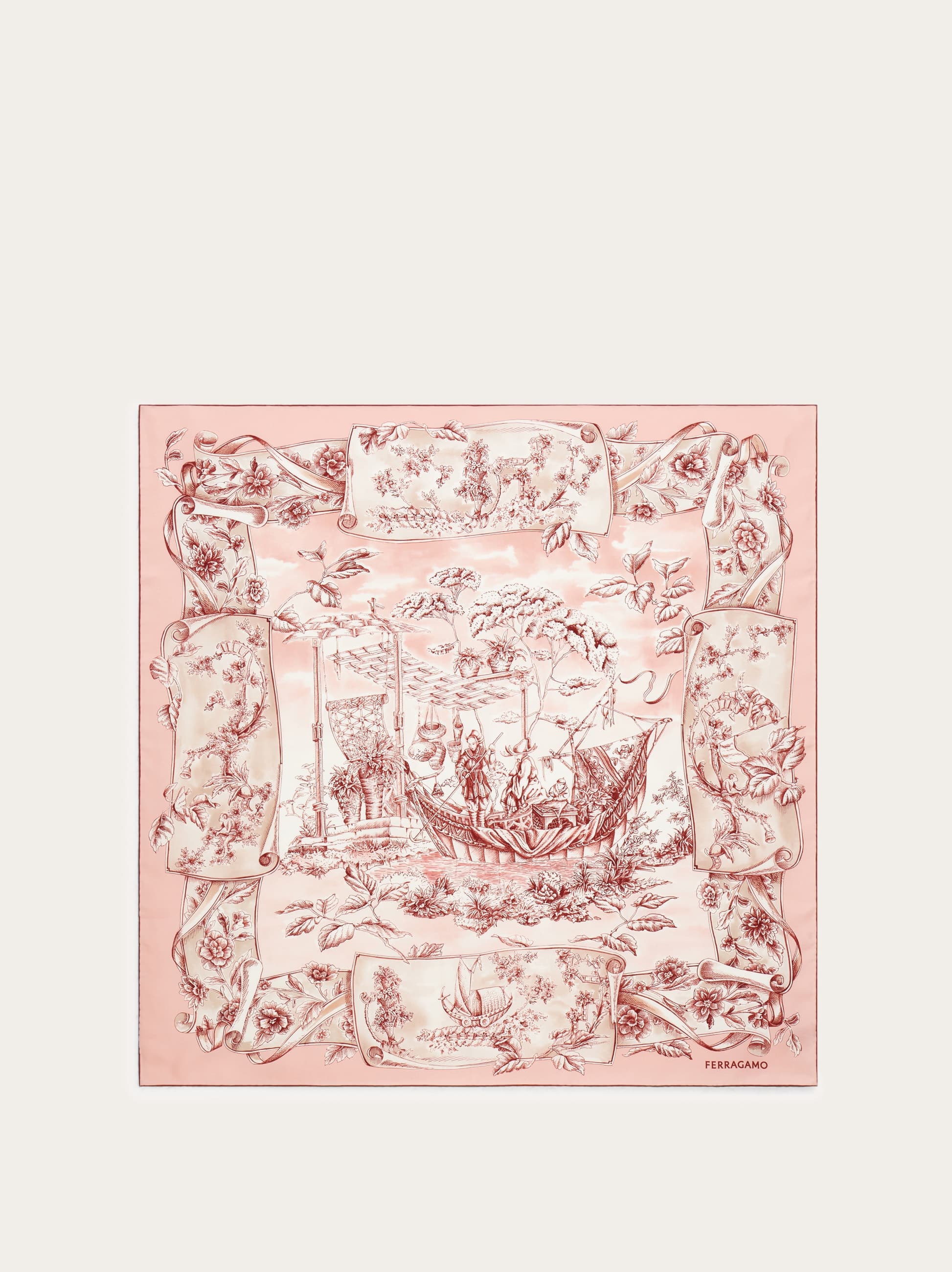 Ferragamo Donna Foulard in seta stampa Etnica Rosa