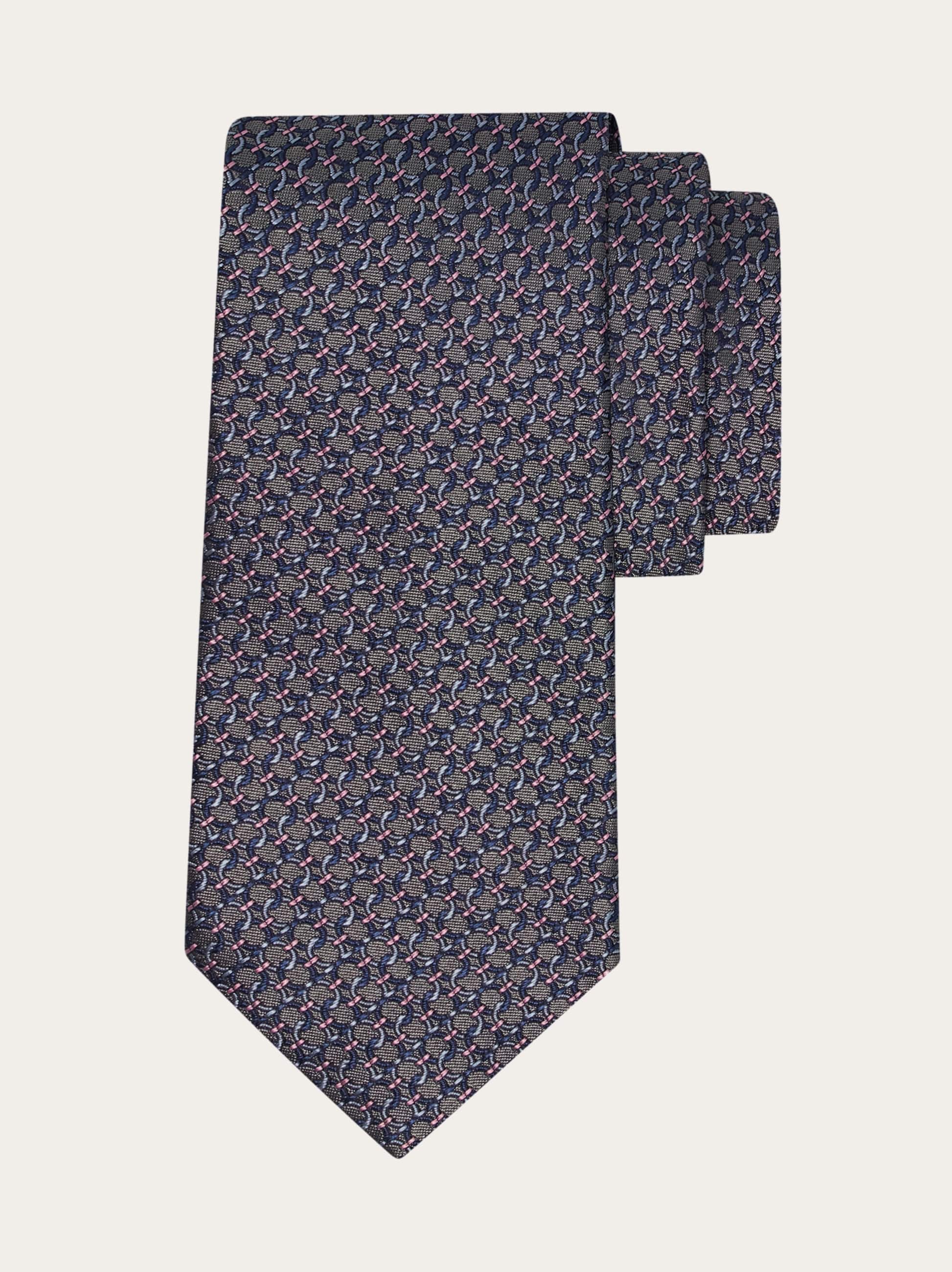 Ferragamo Men Gancini silk jacquard tie Grey