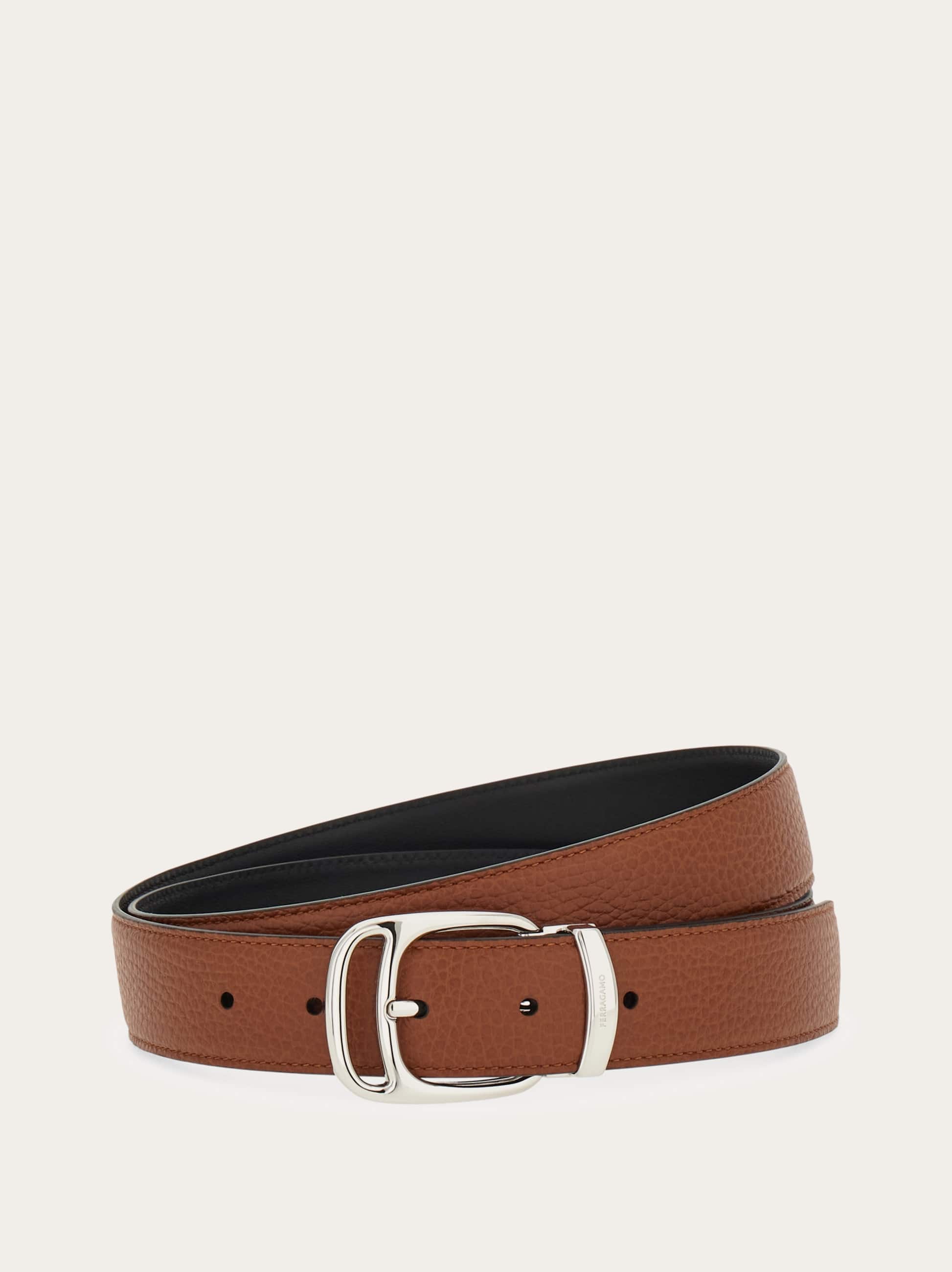 Ferragamo Uomo Cintura reversibile e regolabile Marrone