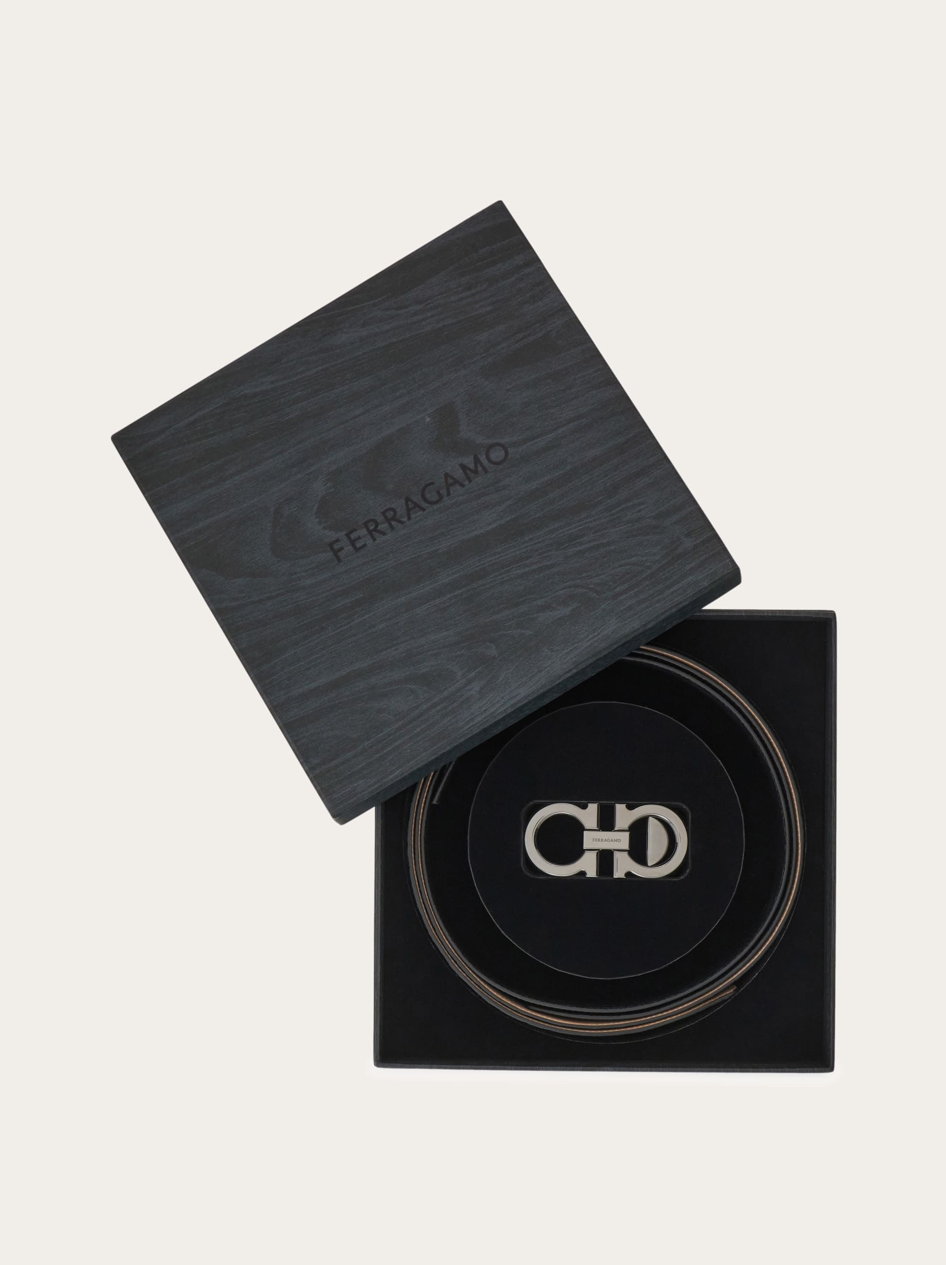 Ferragamo Men Belt Box with Gancini buckle Black