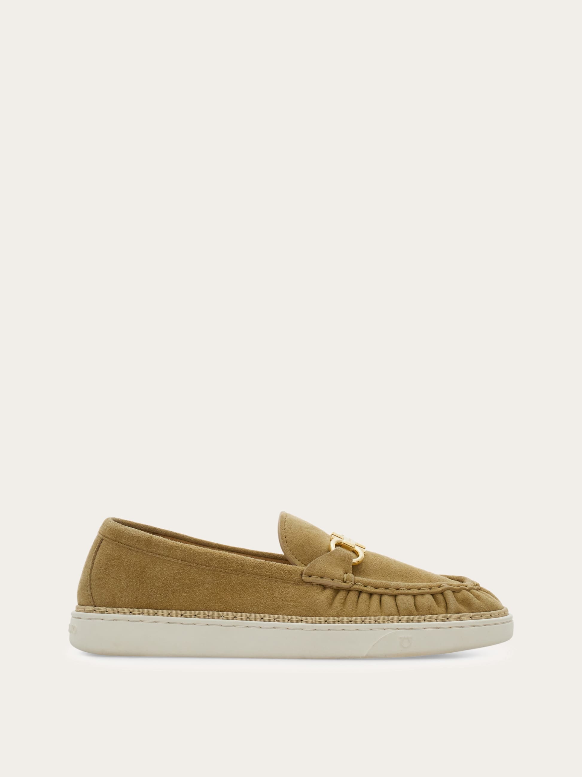 Ferragamo Women's Beige Gancini Ornament Loafer Size 6.5