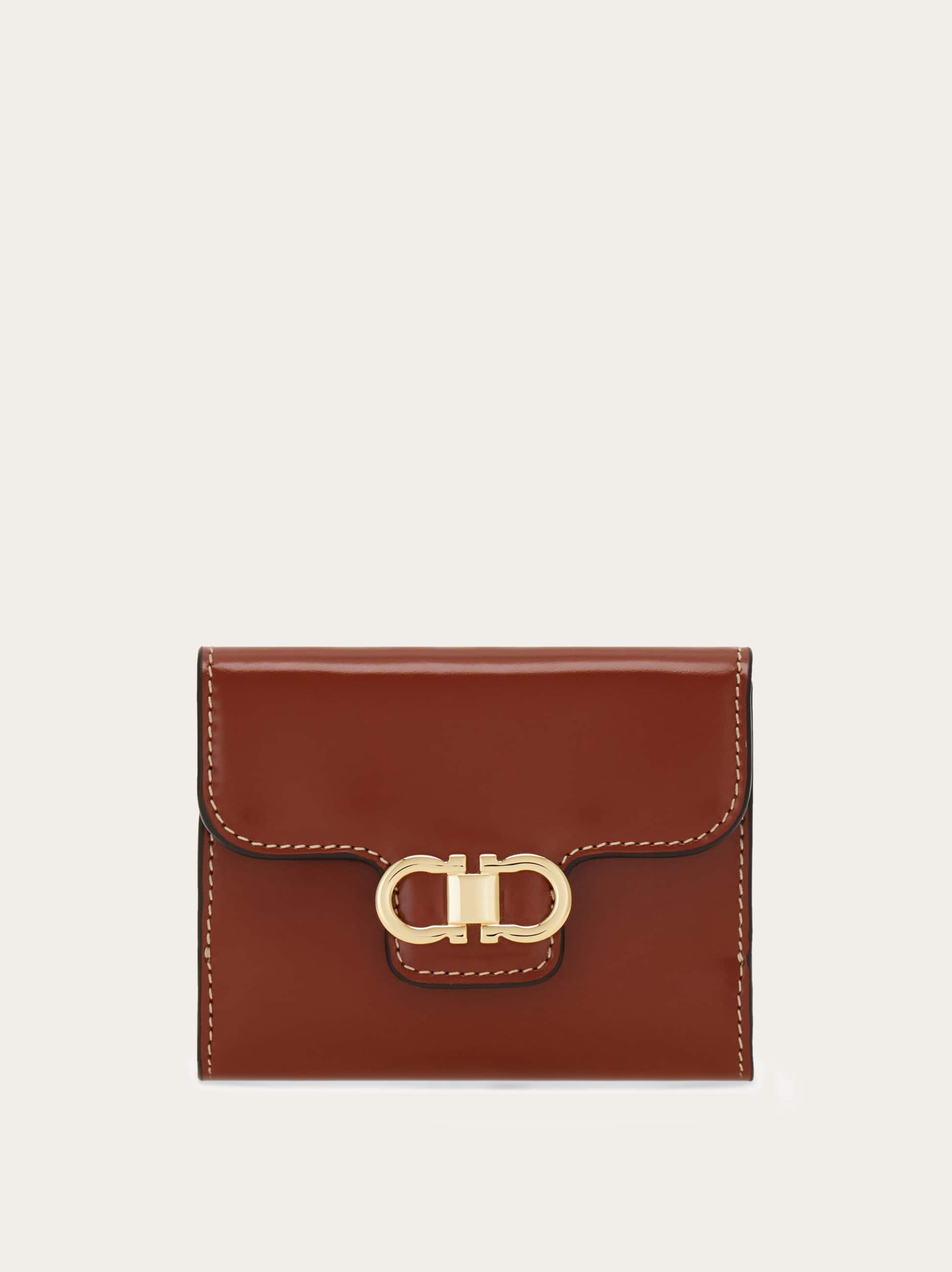 Ferragamo Women Gancini compact wallet Brown
