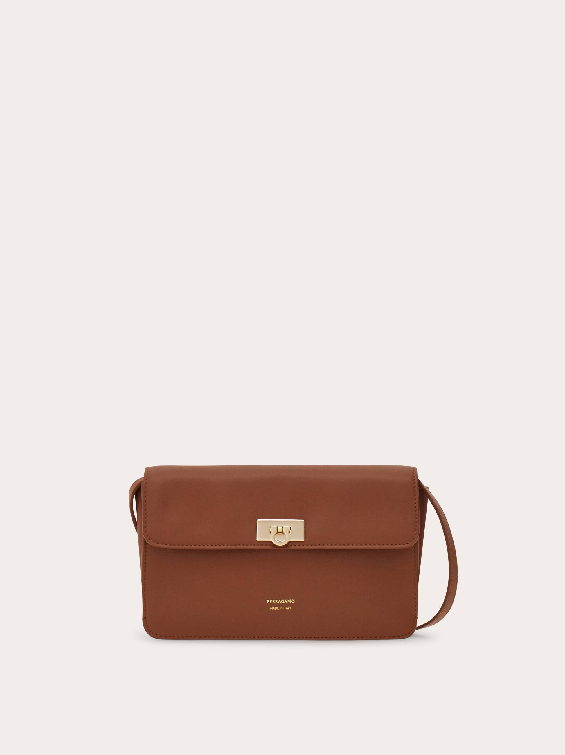 Ferragamo Donna Minibag piatta Gancini Marrone