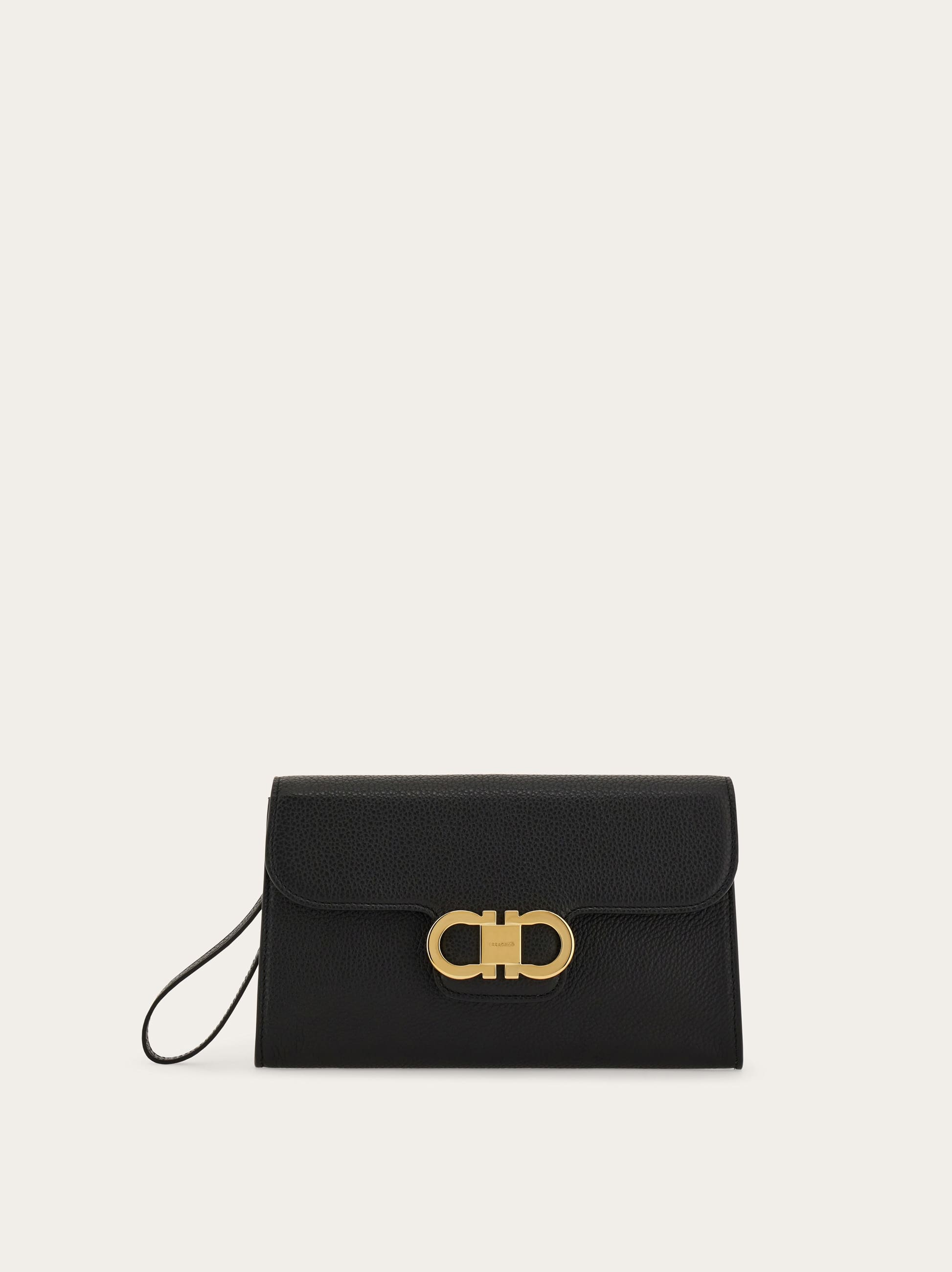 Ferragamo Women Double Gancini clutch Black