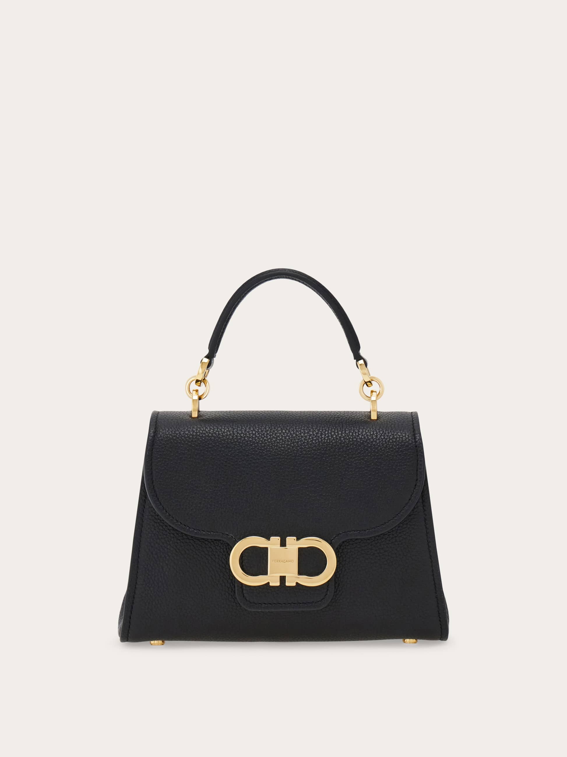 Ferragamo Women Double Gancini top handle (S) Black