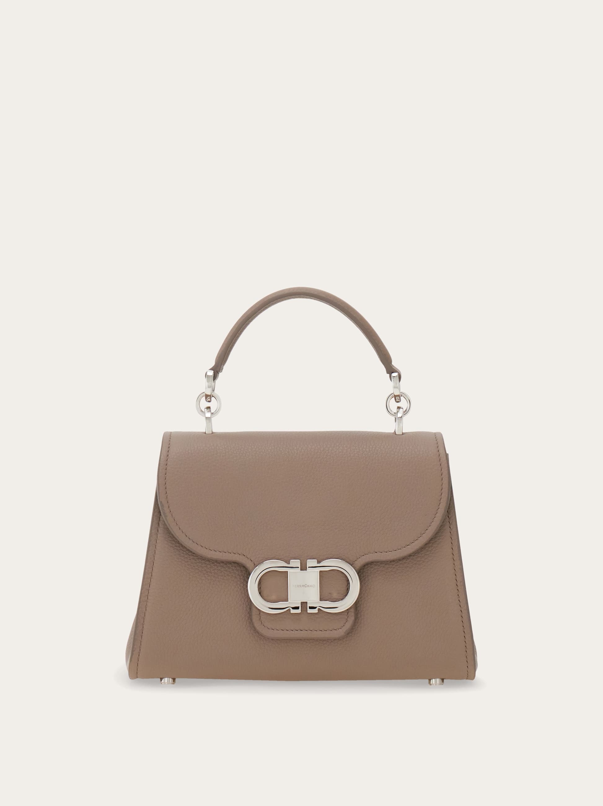 Ferragamo Double Gancini Top Handle (s) In Sand