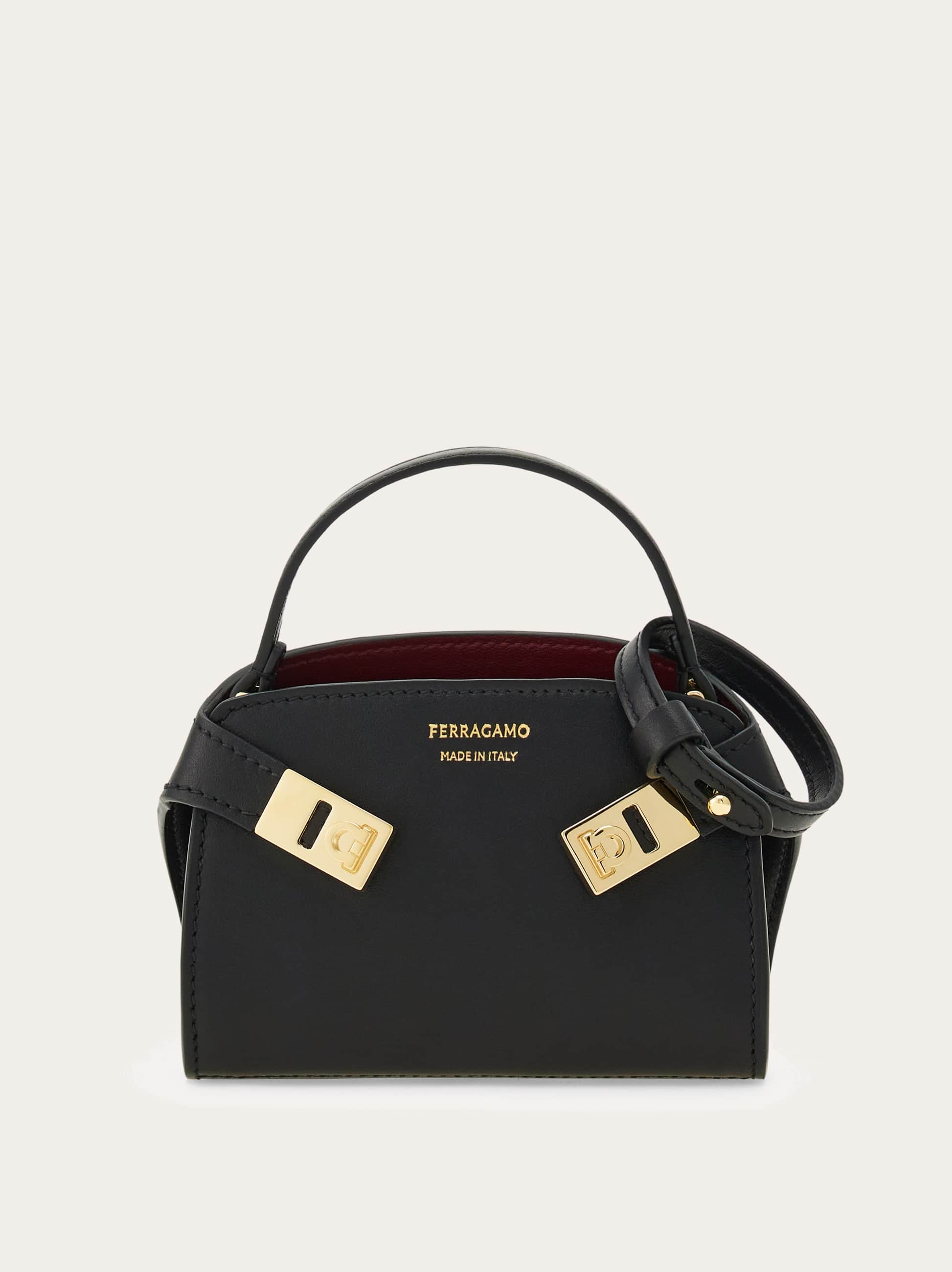Ferragamo Mini Hug Top Handle In Black