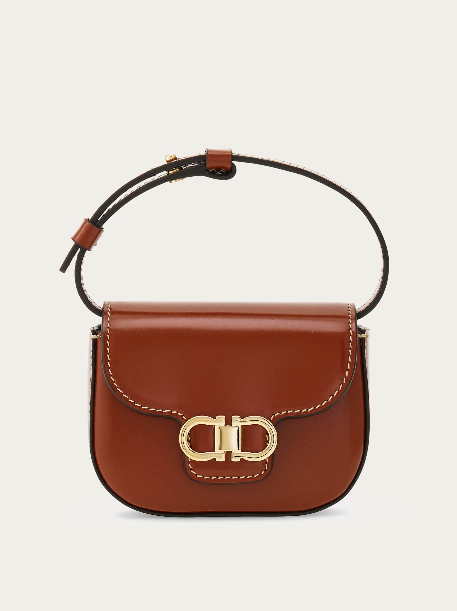 Ferragamo Donna Borsa a tracolla North-South Double Gancini (XS) Marrone