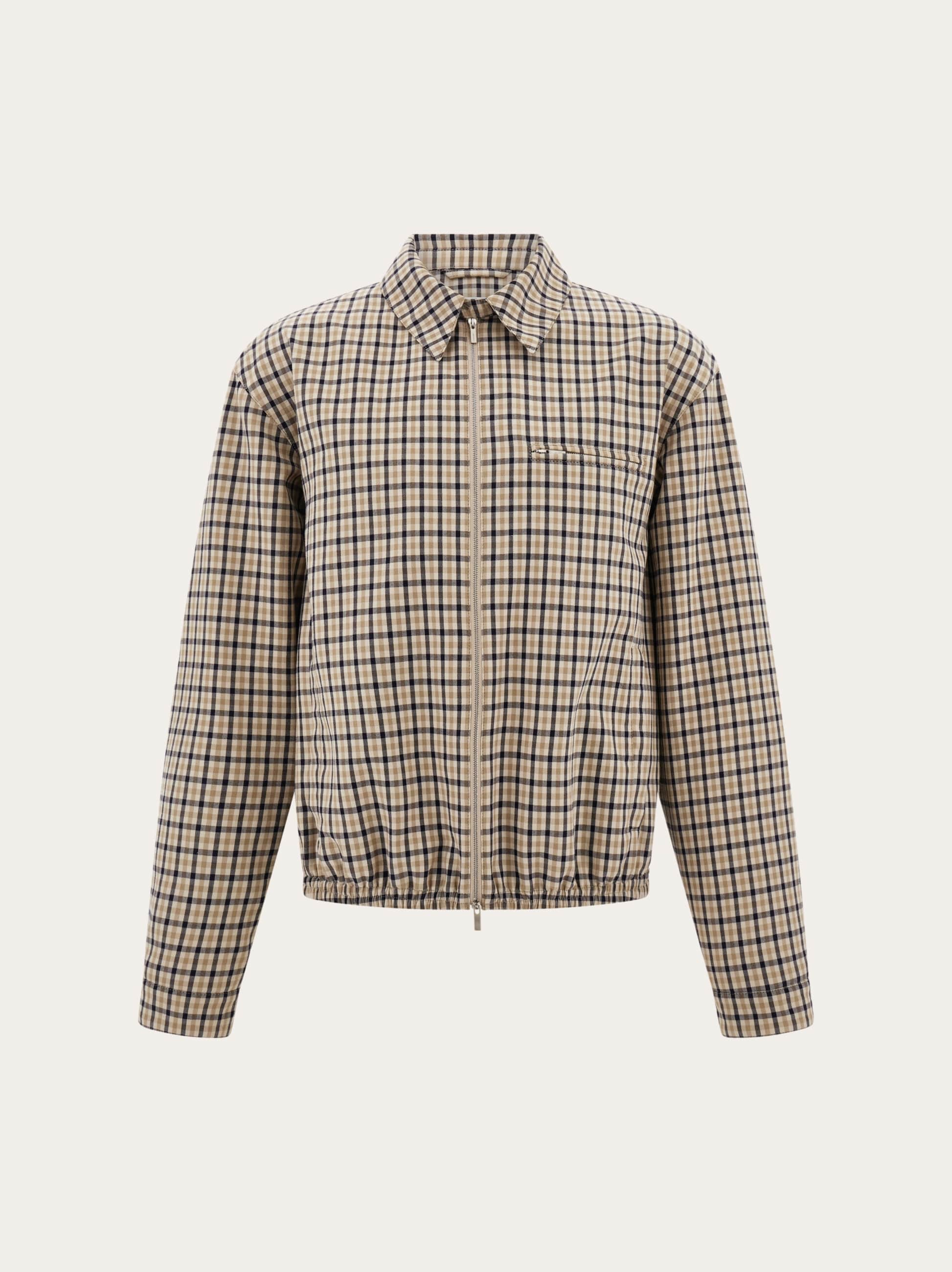 Ferragamo Check Bomber Jacket In Neutral