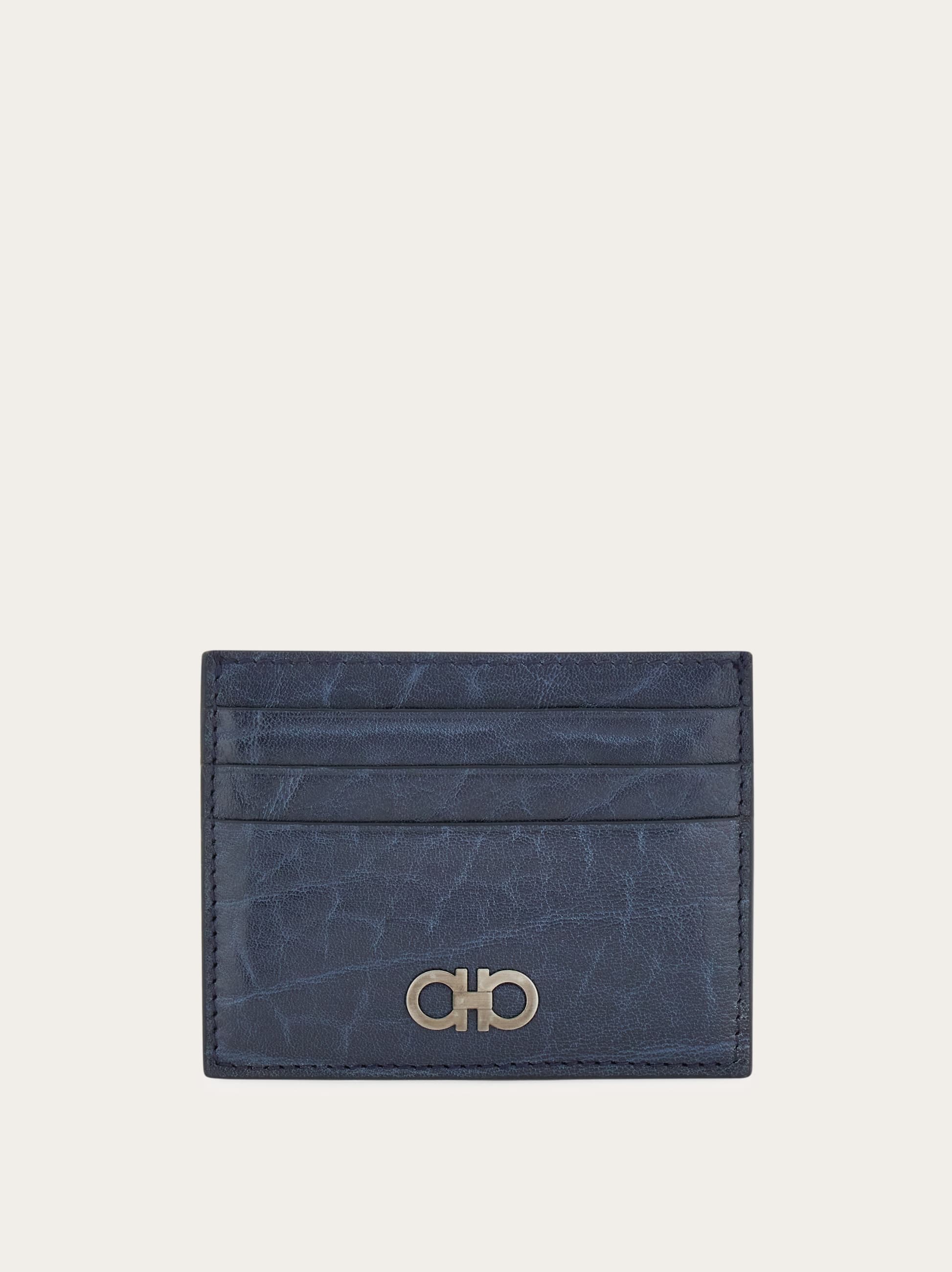 Ferragamo Uomo Porta carte di credito Gancini Blu
