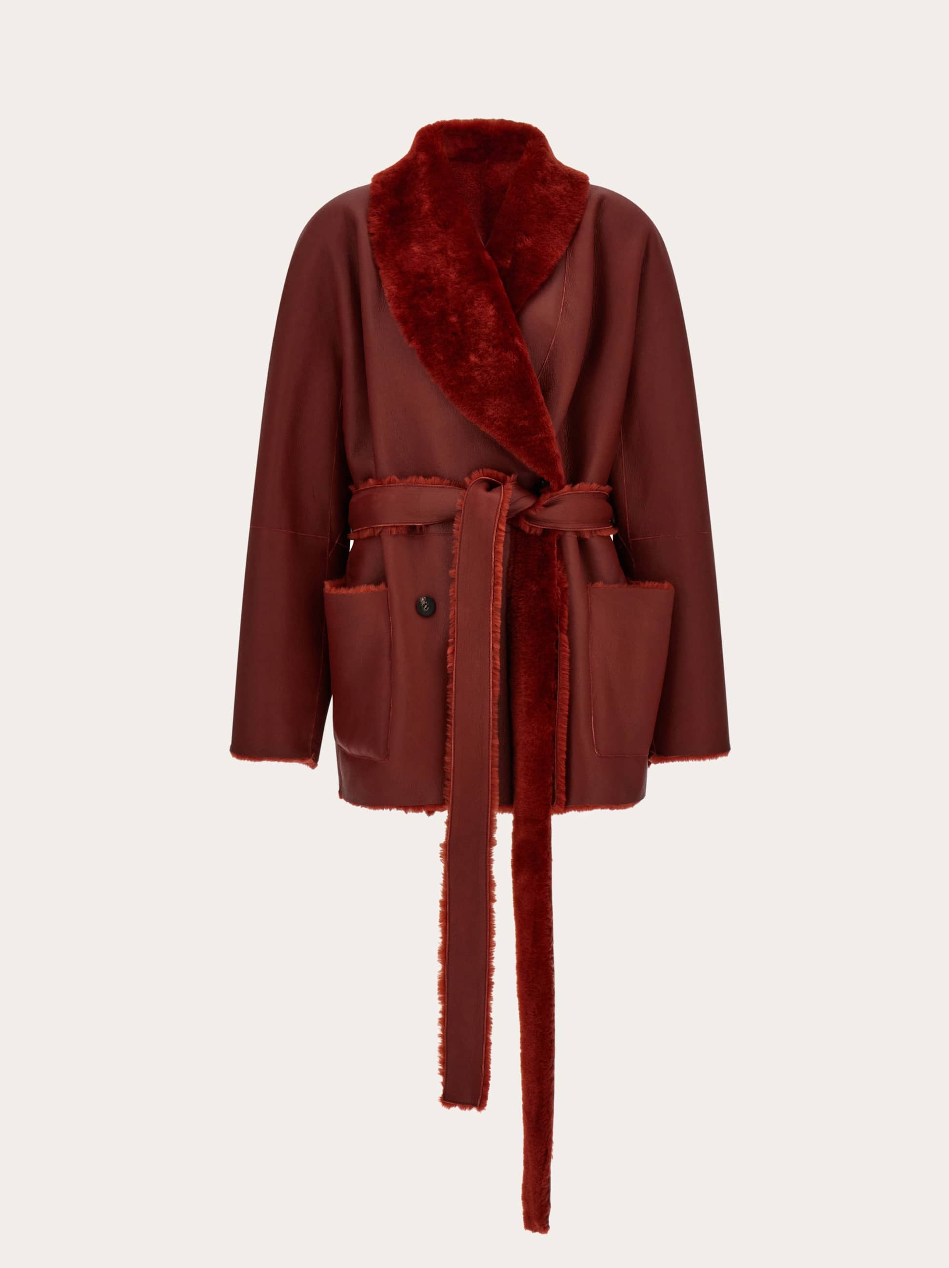 Ferragamo Reversible Shearling Jacket In Red