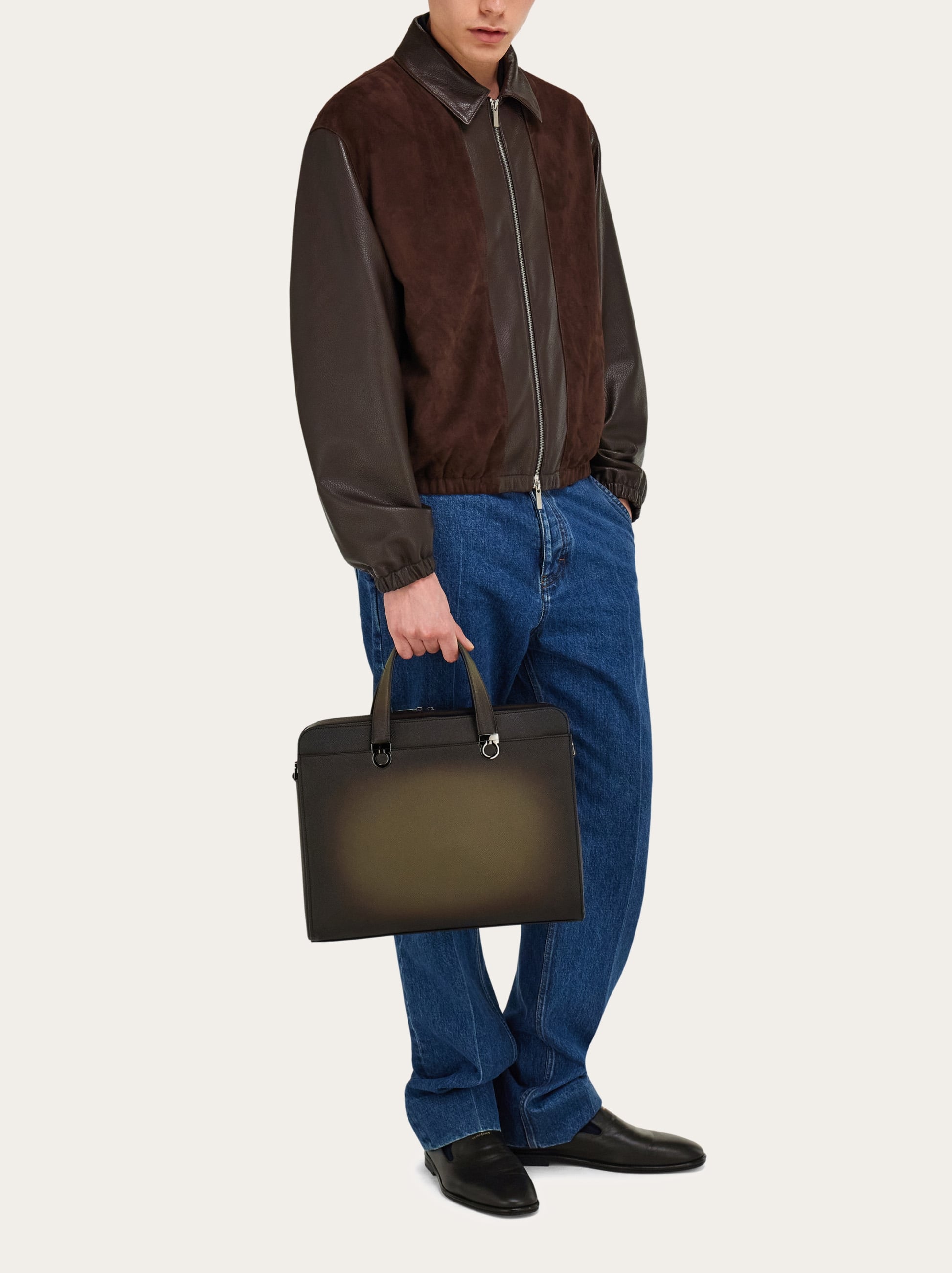  Ferragamo Herren Gancini Aktentasche Grün 