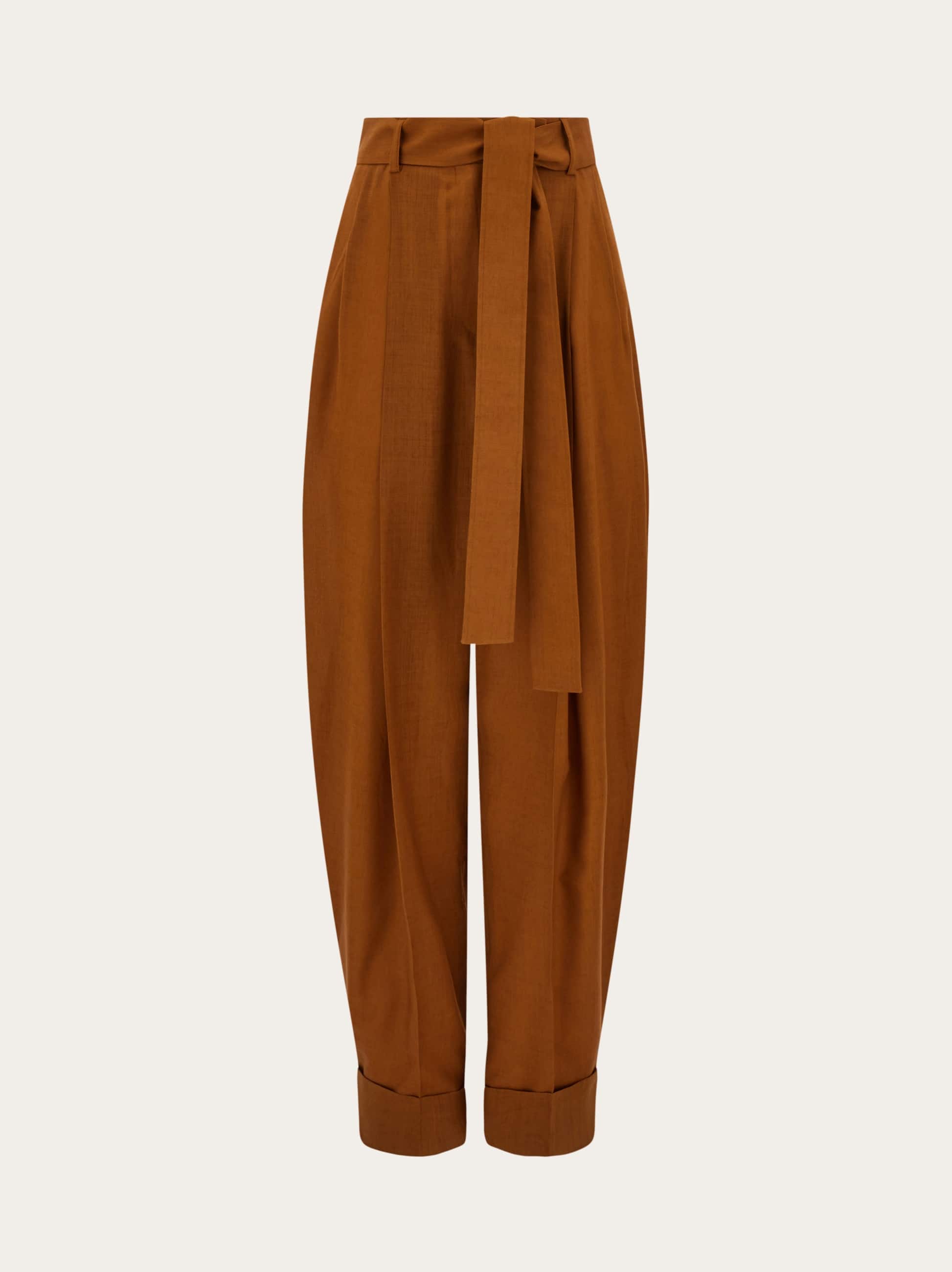 Ferragamo Women's Brown Barrel Leg Trouser
