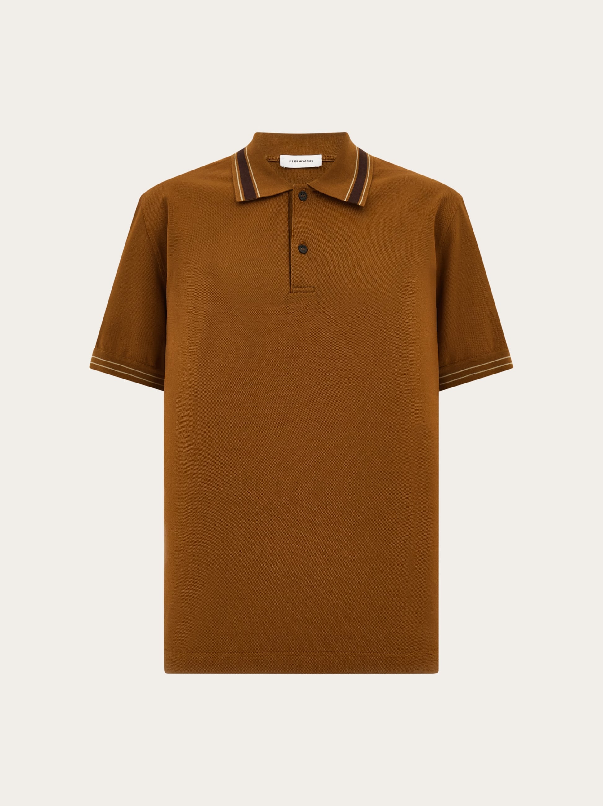 Ferragamo Men's Brown Short Sleeve Polo Shirt