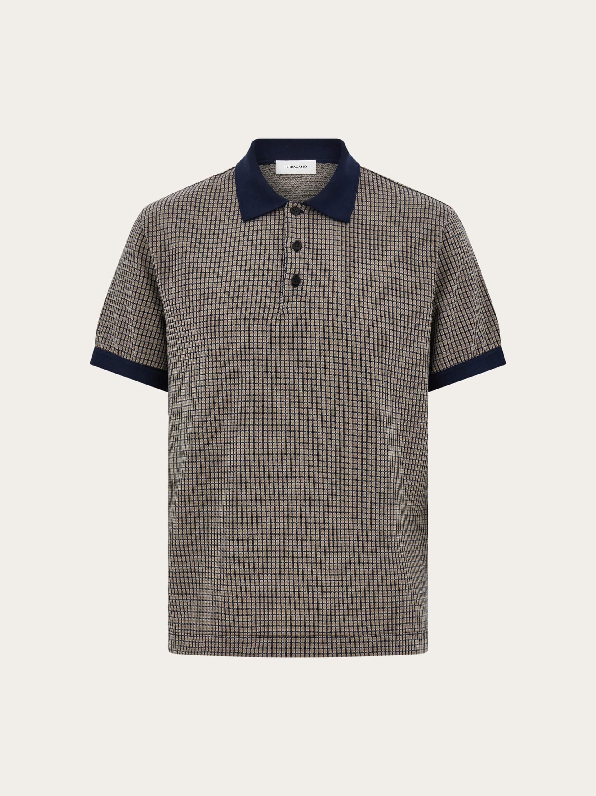 Ferragamo Uomo Polo a manica corta microcheck Blu