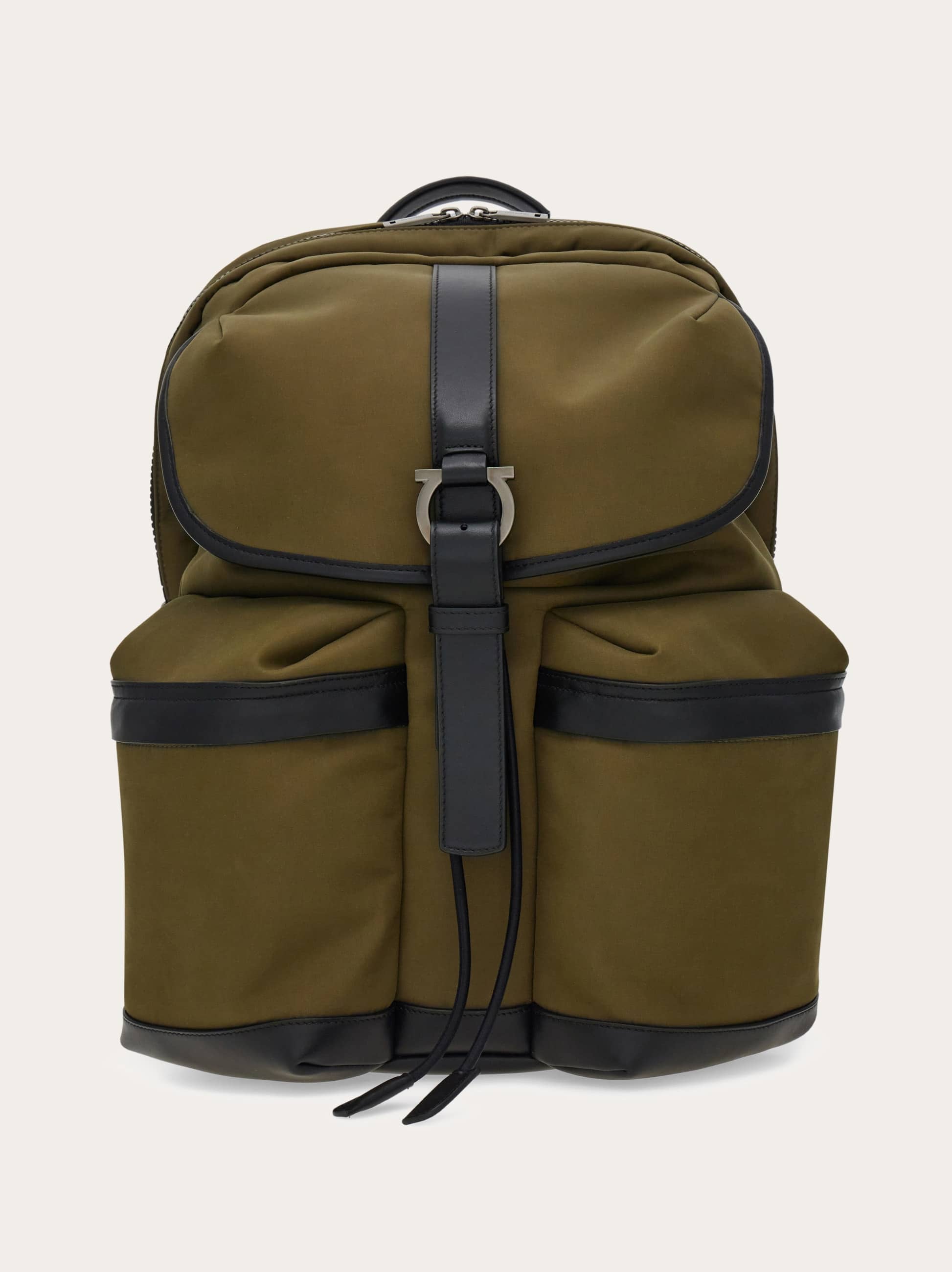 Ferragamo Men Canvas backpack Green