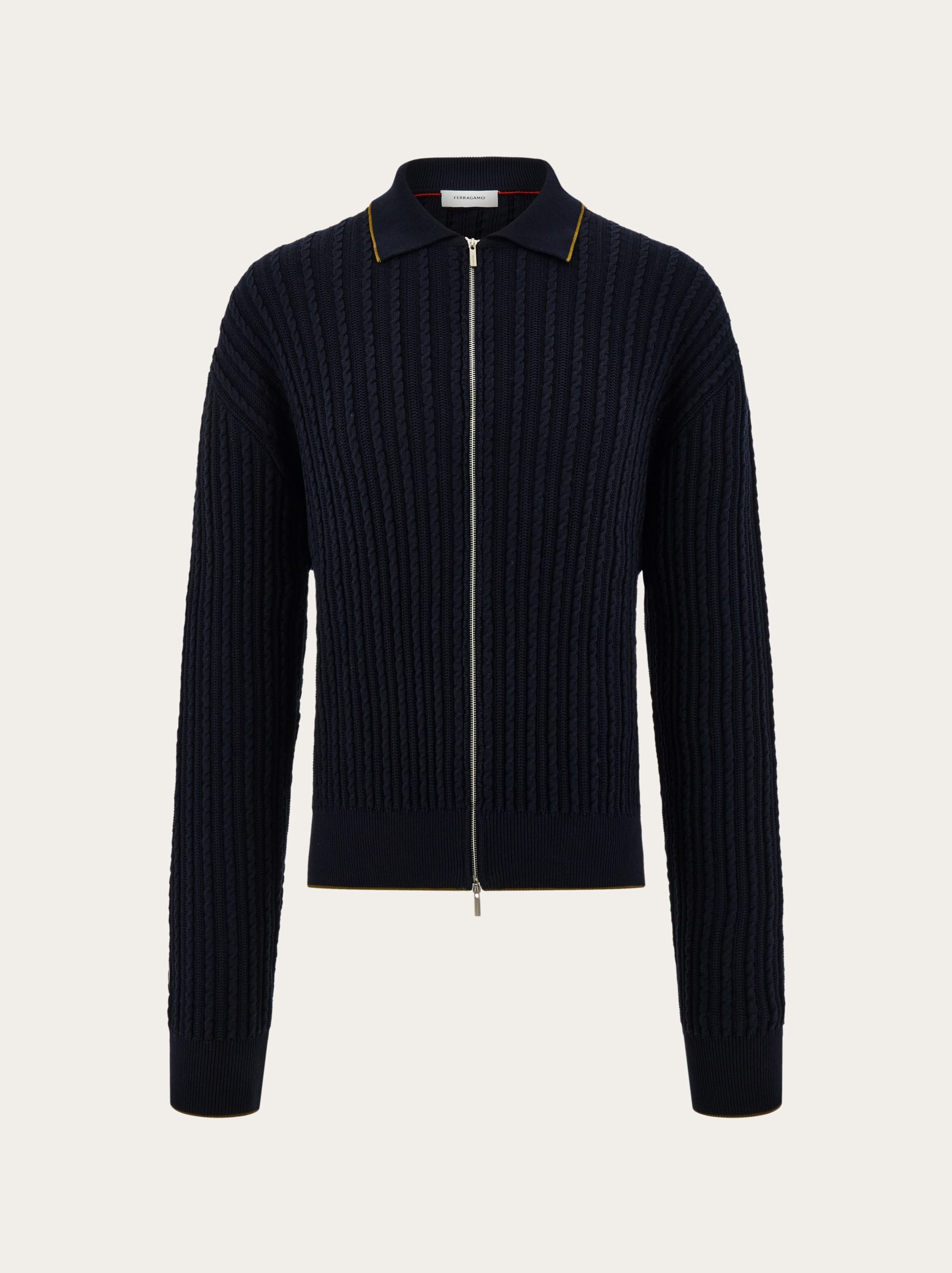 Ferragamo Uomo Cardigan in cotone e seta Blu