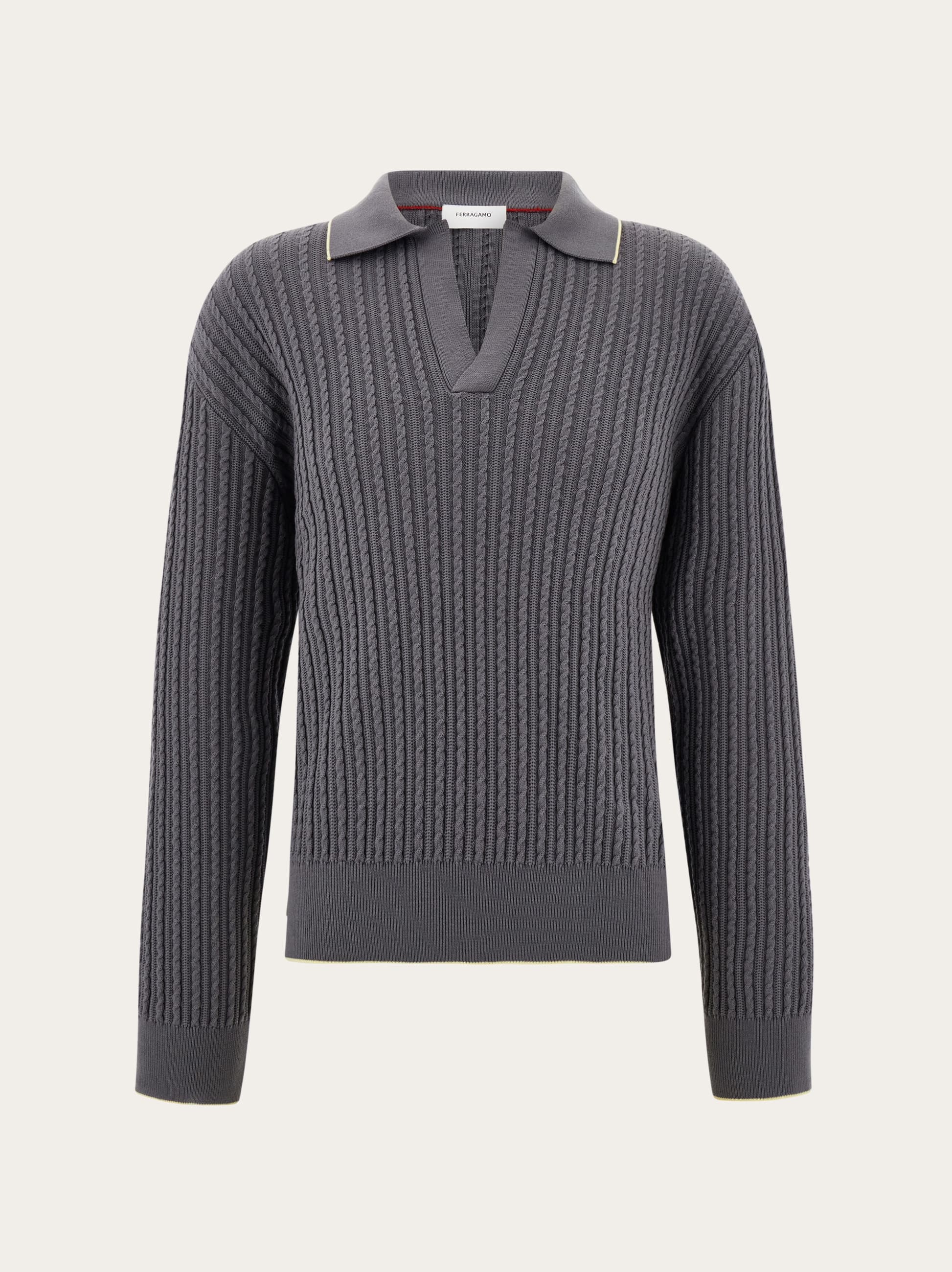 Ferragamo Men Knitted polo top Grey