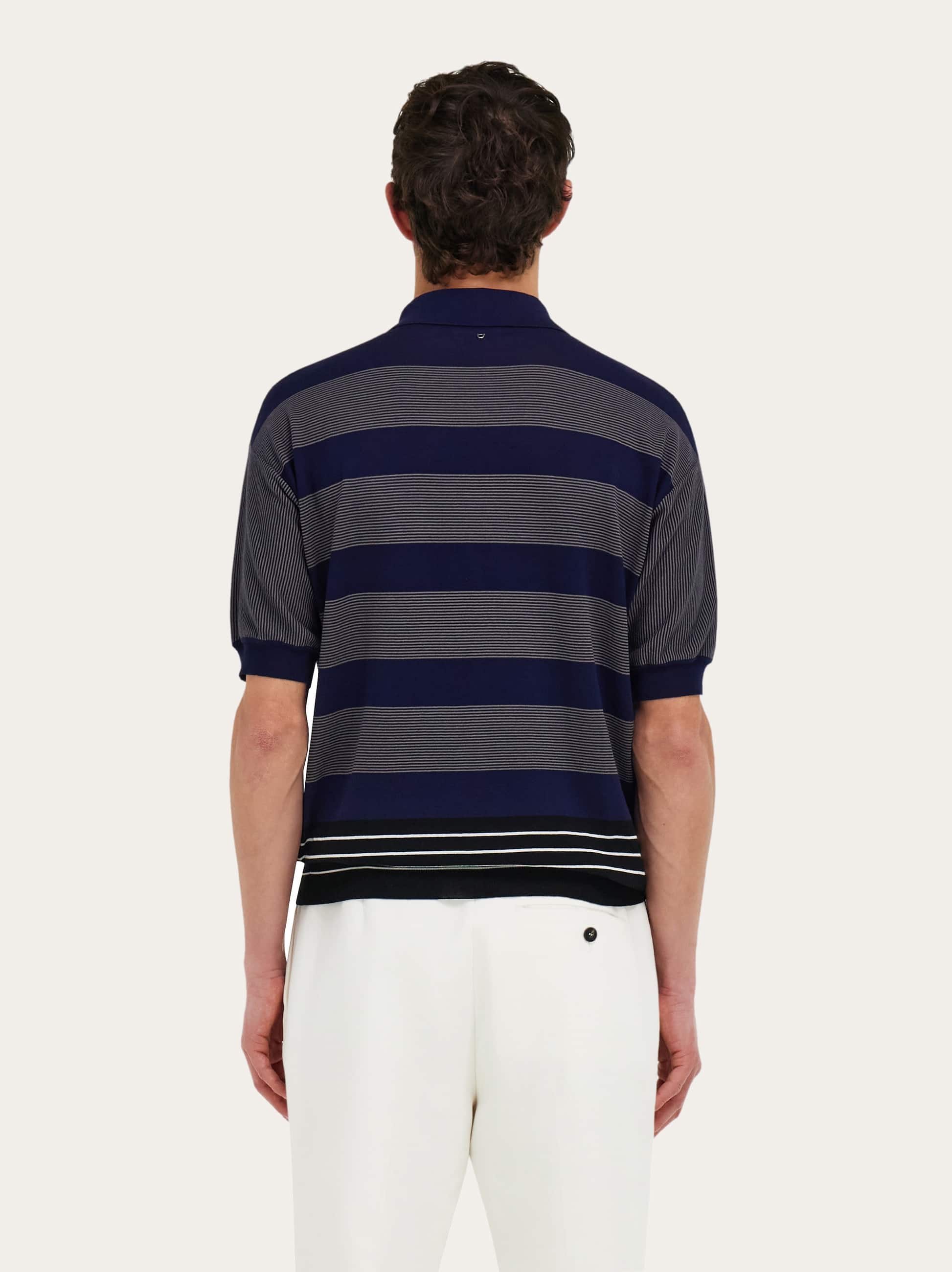  Ferragamo Herren Polohemd Mit Reißverschluss Schwarz 