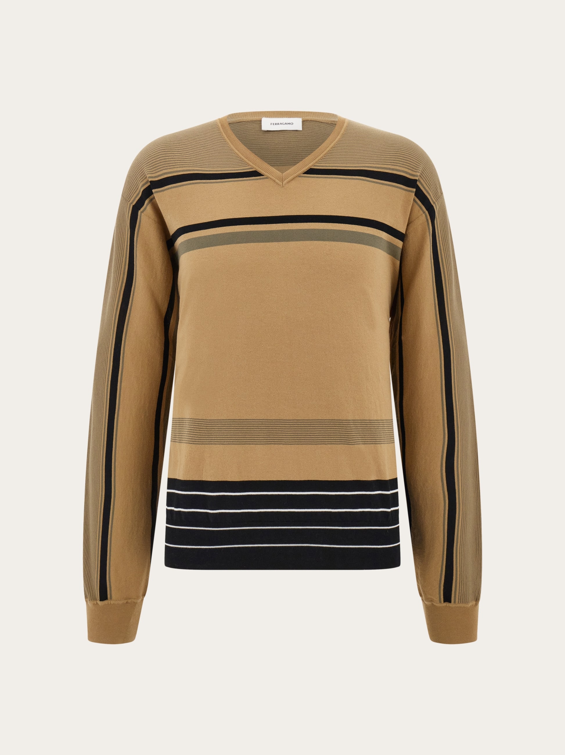 Ferragamo Uomo Maglia con collo a V Multicolore