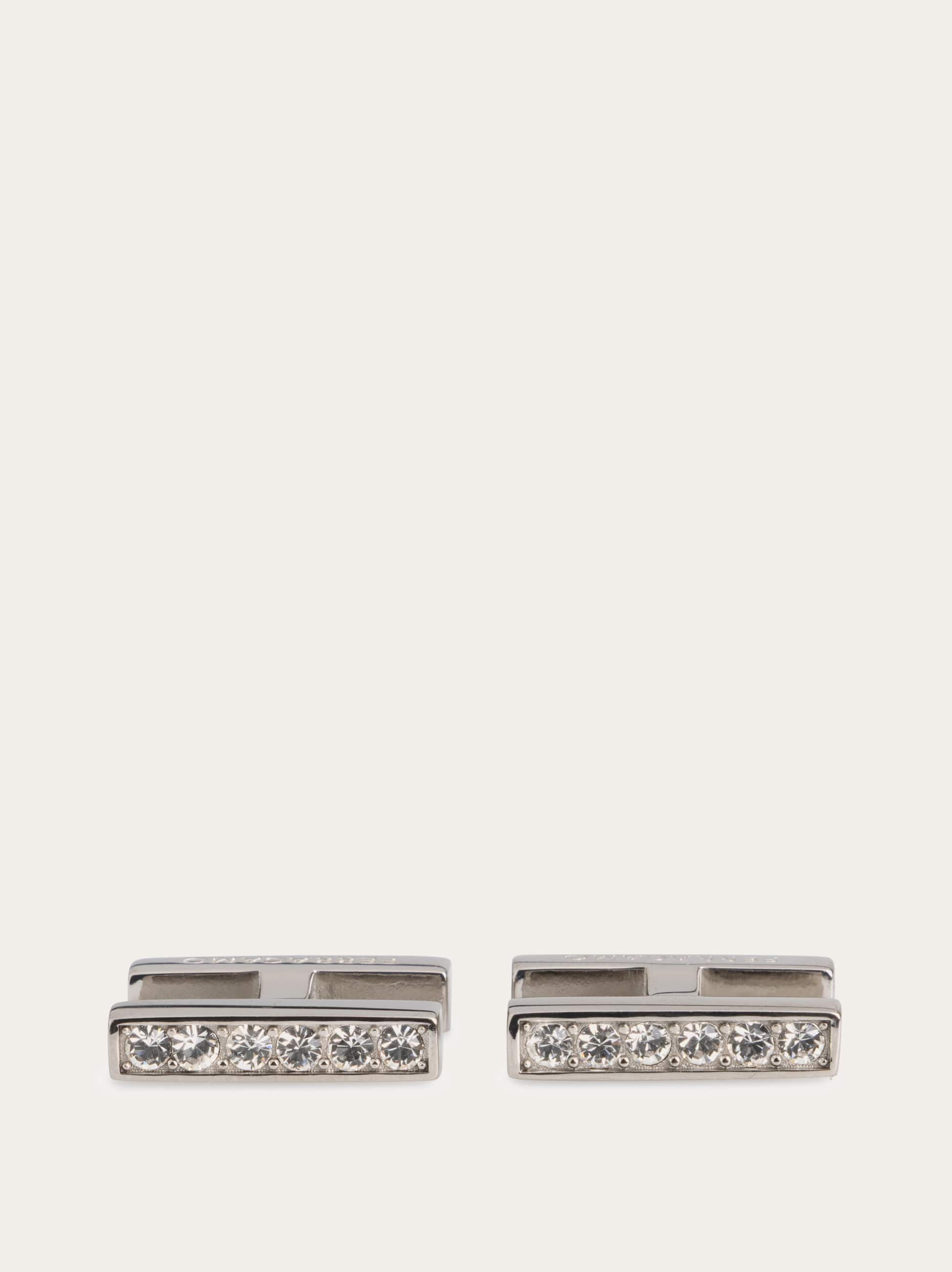 Ferragamo Crystal Embellished Cufflinks In Metallic