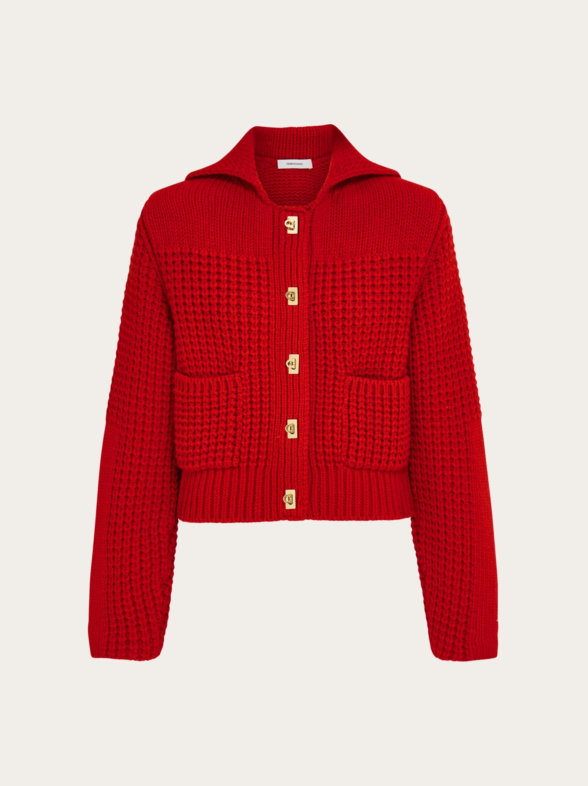 Ferragamo Cardigan Boucles Gancini Rouge In Red