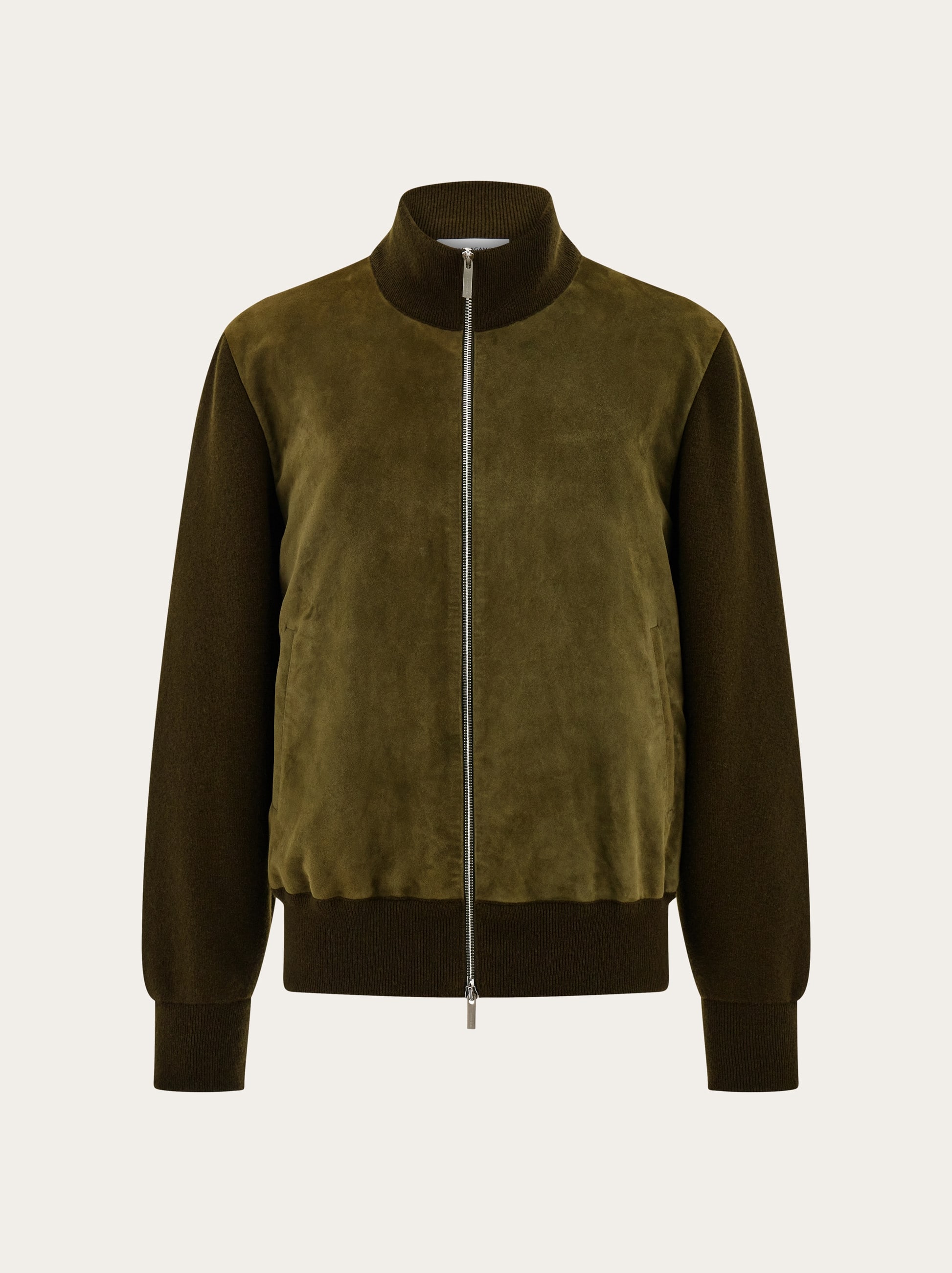 Ferragamo Uomo Blouson in maglia e suede Verde