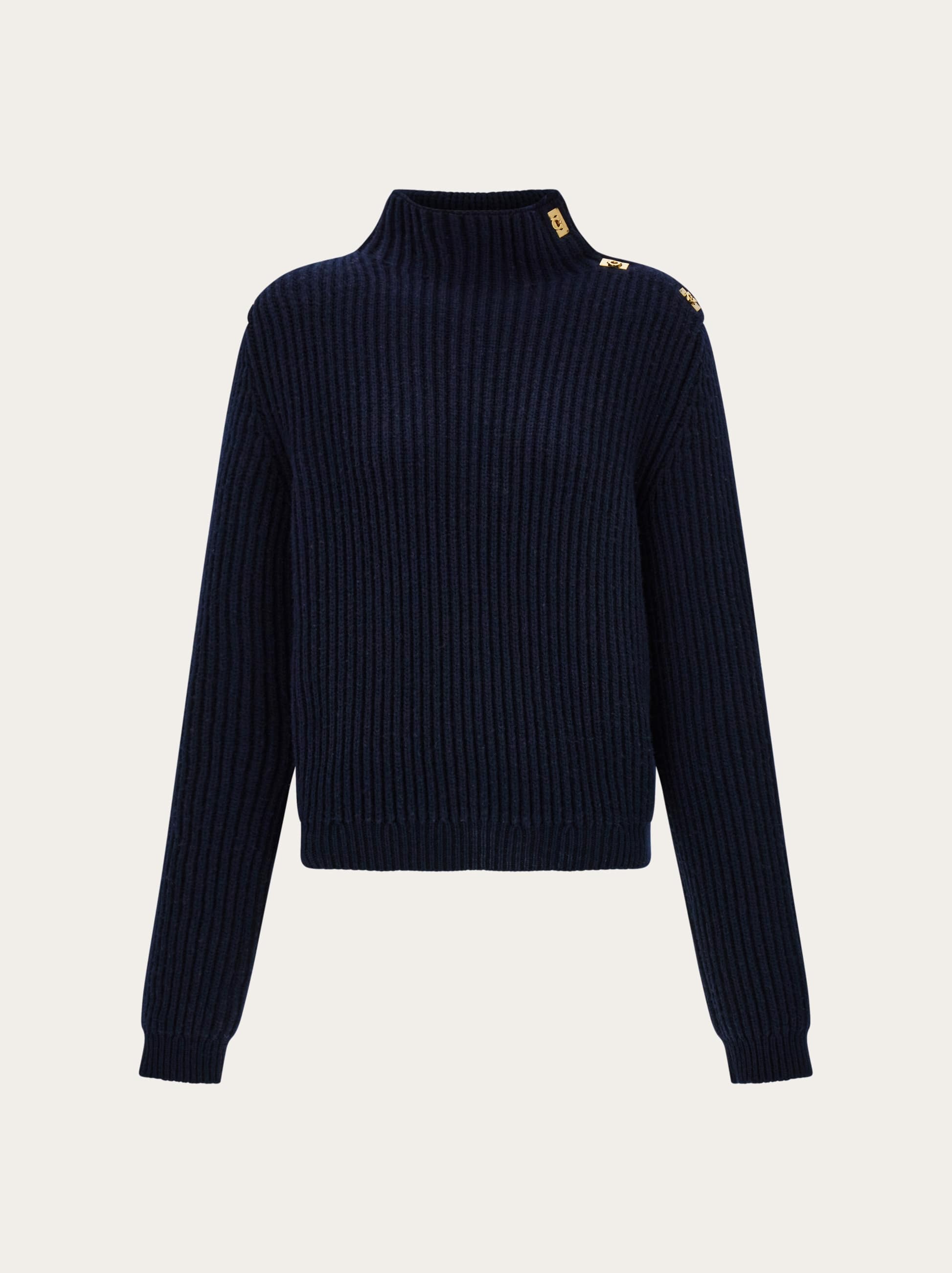 Ferragamo Women's Blue Knitted Sweater With Gancini Button Detail