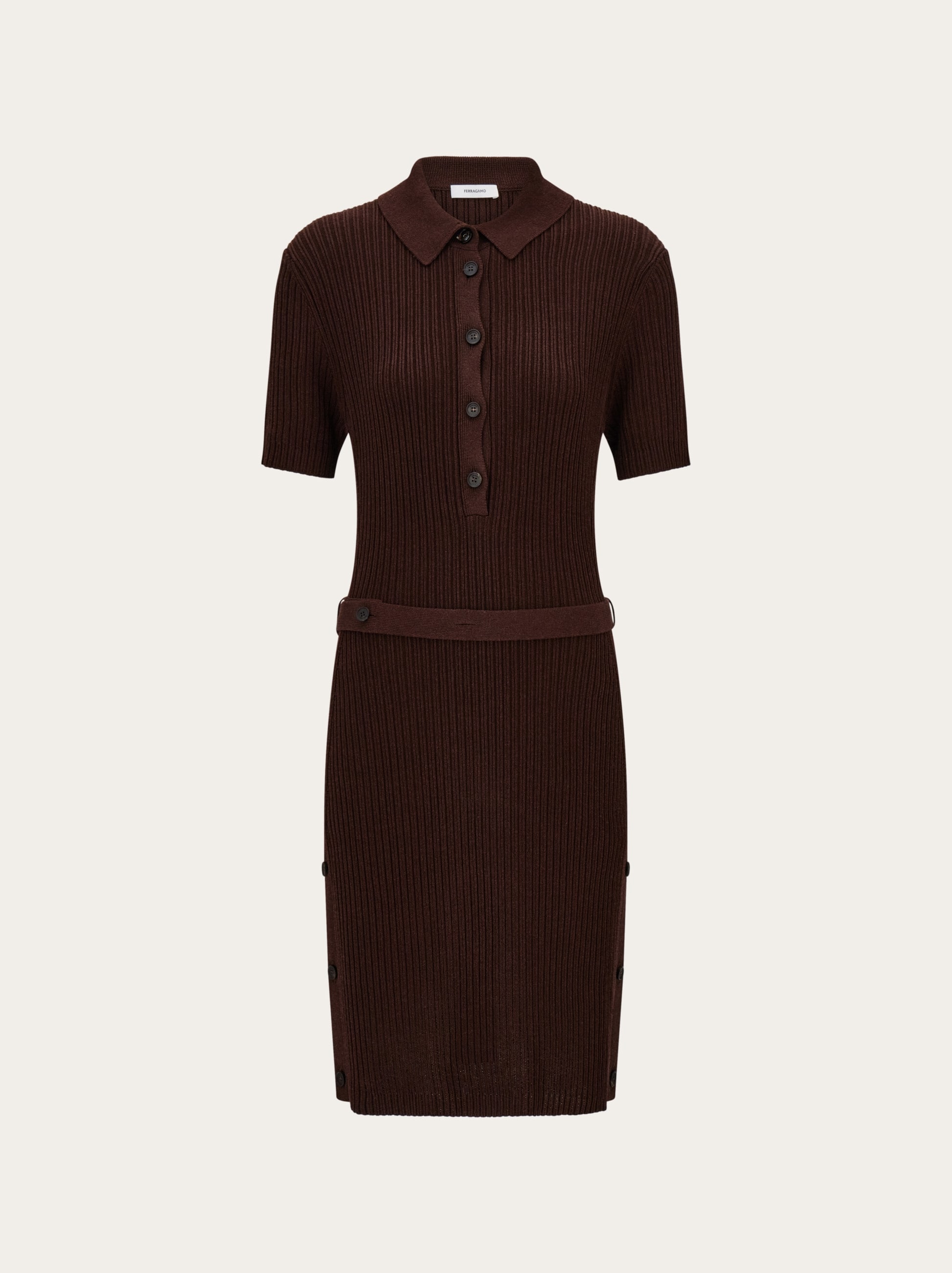 Ferragamo Women Knitted polo dress Brown