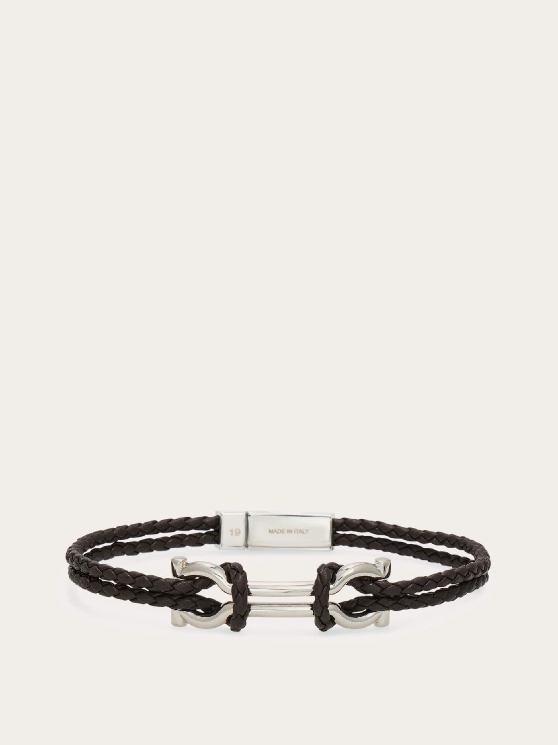 Ferragamo Men Double Gancini bracelet (20cm) Brown