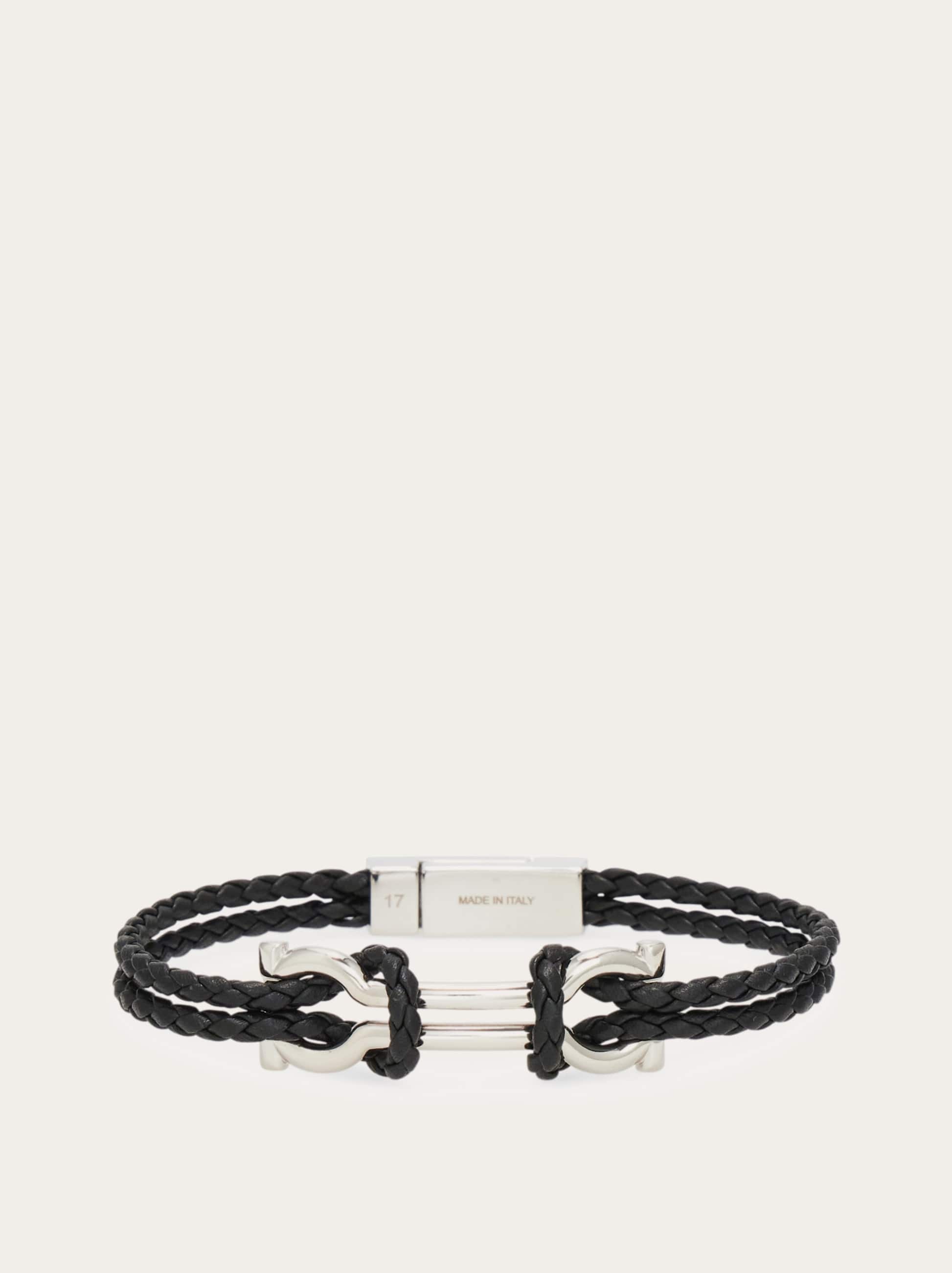 Ferragamo Uomo Bracciale con doppio Gancini (20cm) Nero